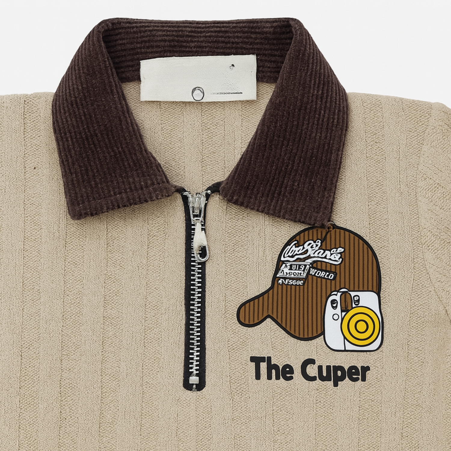 Smile Baby Fawn Ribbed Pullover for Boys – "The Cuper" Embroidery | Half-Zip Winter Sweater (6 Months – 4 Years)