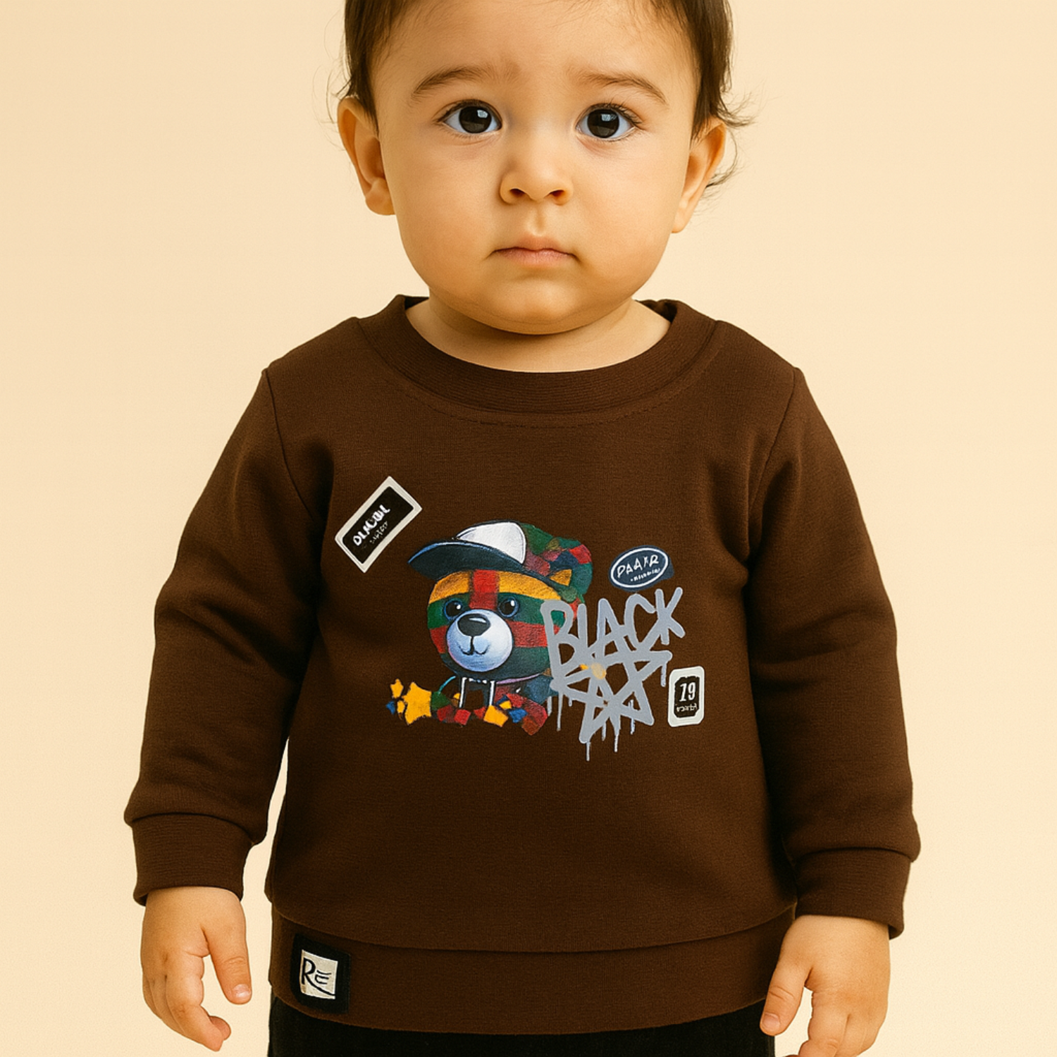 Smile Baby Boys Sweatshirt – Black History Bear Design | Winter Wear for 6 Months to 4 Years | Brown, T.Blue & White
