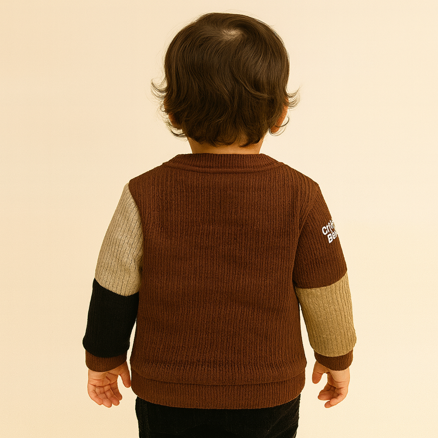 SMILE BABY Boys Color Block Sweatshirt – Brown & Black | Age 6 Months to 4 Years