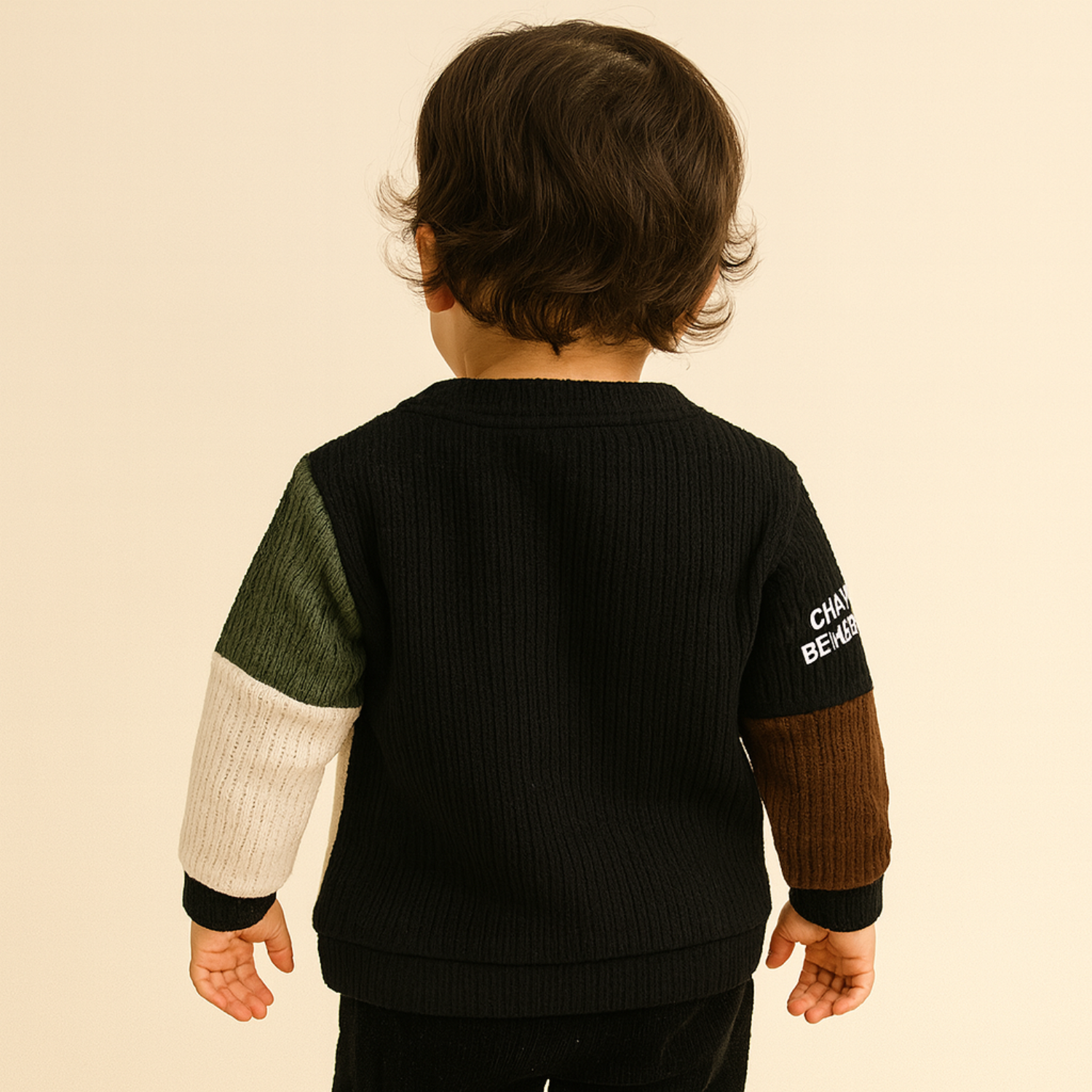 SMILE BABY Boys Color Block Sweatshirt – Brown & Black | Age 6 Months to 4 Years