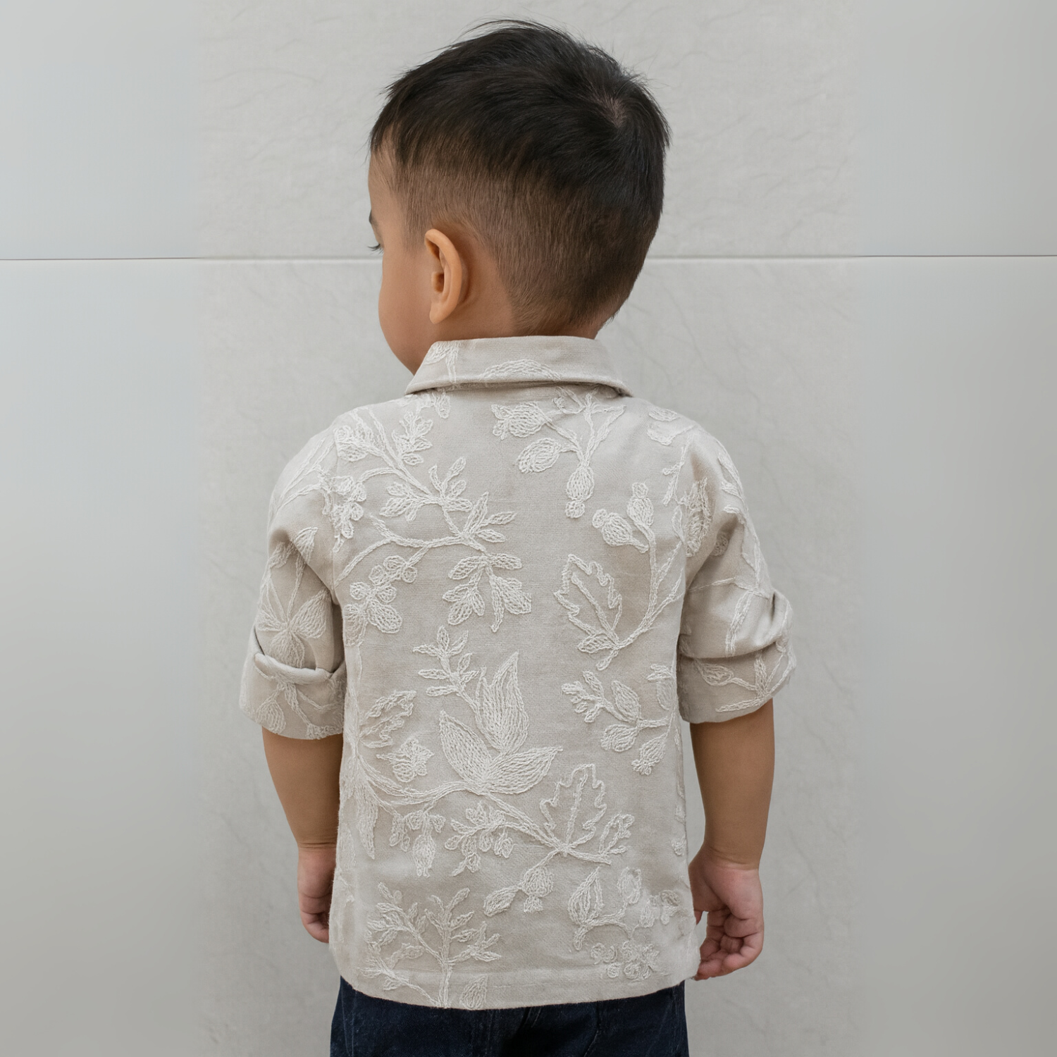 Smile Baby Boys' Fawn & Rust Leaf Print Shirt | Cotton Full Sleeve | Age 6 Months to 4 Years