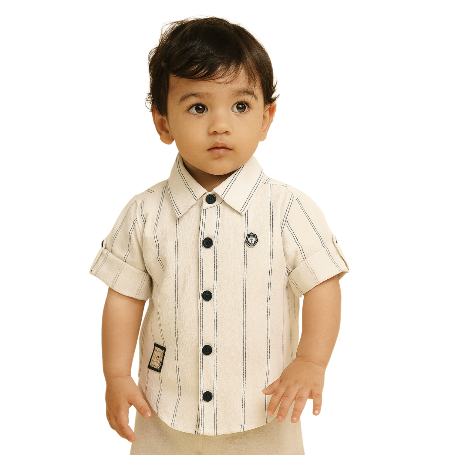 Gusto Kids Cream Striped Full-Sleeve Shirt (6M – 4Y) – Classic Cotton Shirt