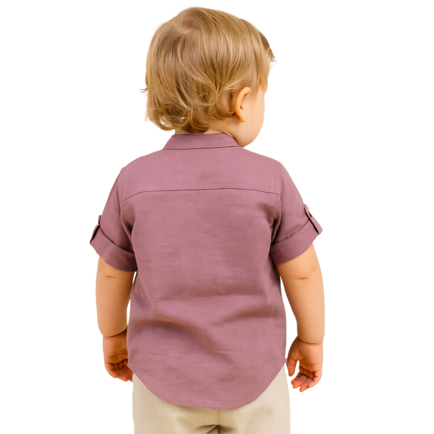 Gusto Kids Peach Full-Sleeve Band Collar Shirt (6M – 4Y) – Classic Cotton Shirt