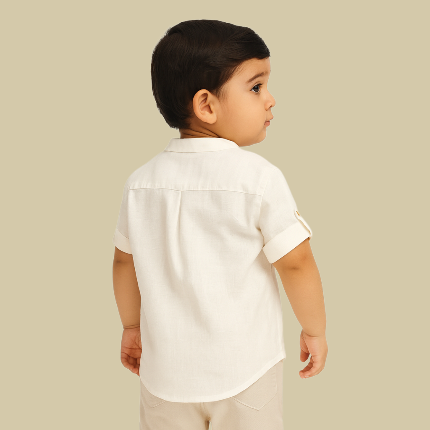 Gusto Kids White Full-Sleeve Band Collar Shirt (6M – 4Y) – Classic Cotton Shirt