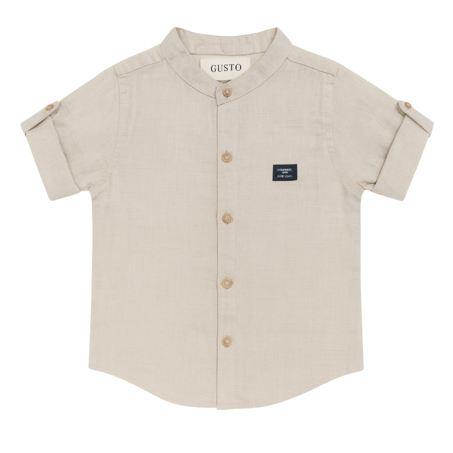 Gusto Kids Fawn Full-Sleeve Band Collar Shirt (6M – 4Y) – Classic Cotton Shirt