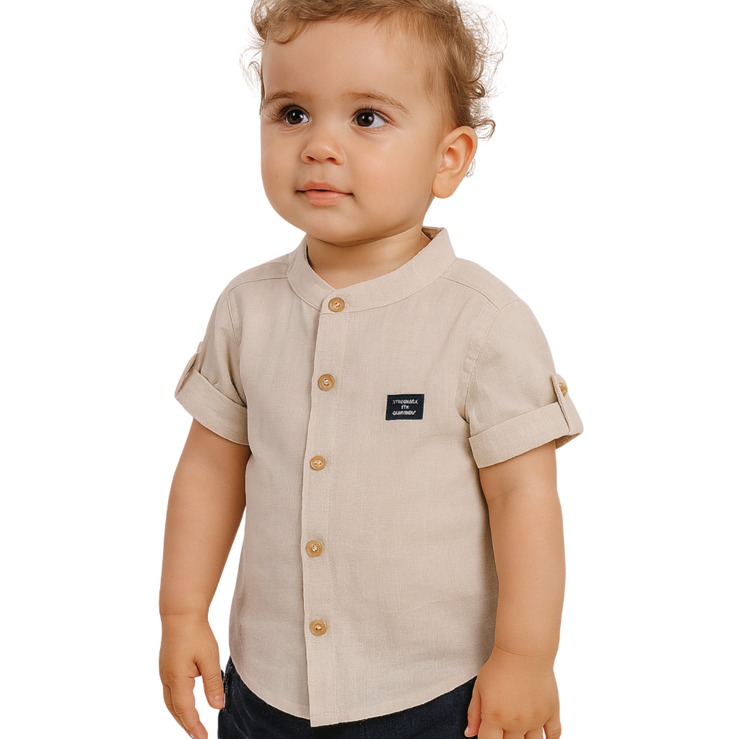 Gusto Kids Fawn Full-Sleeve Band Collar Shirt (6M – 4Y) – Classic Cotton Shirt