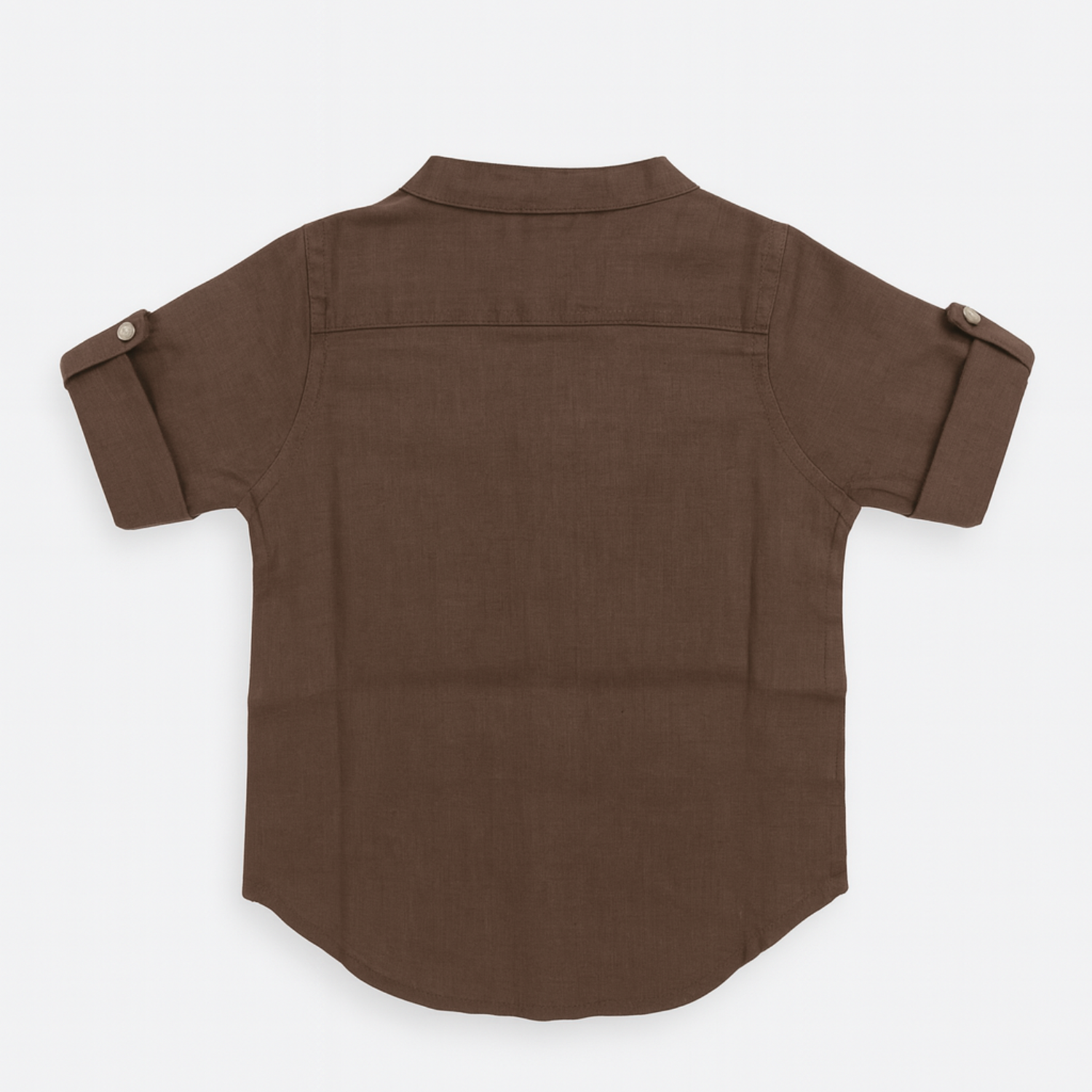 Gusto Kids Brown Full-Sleeve Band Collar Shirt (6M – 4Y) – Classic Cotton Shirt