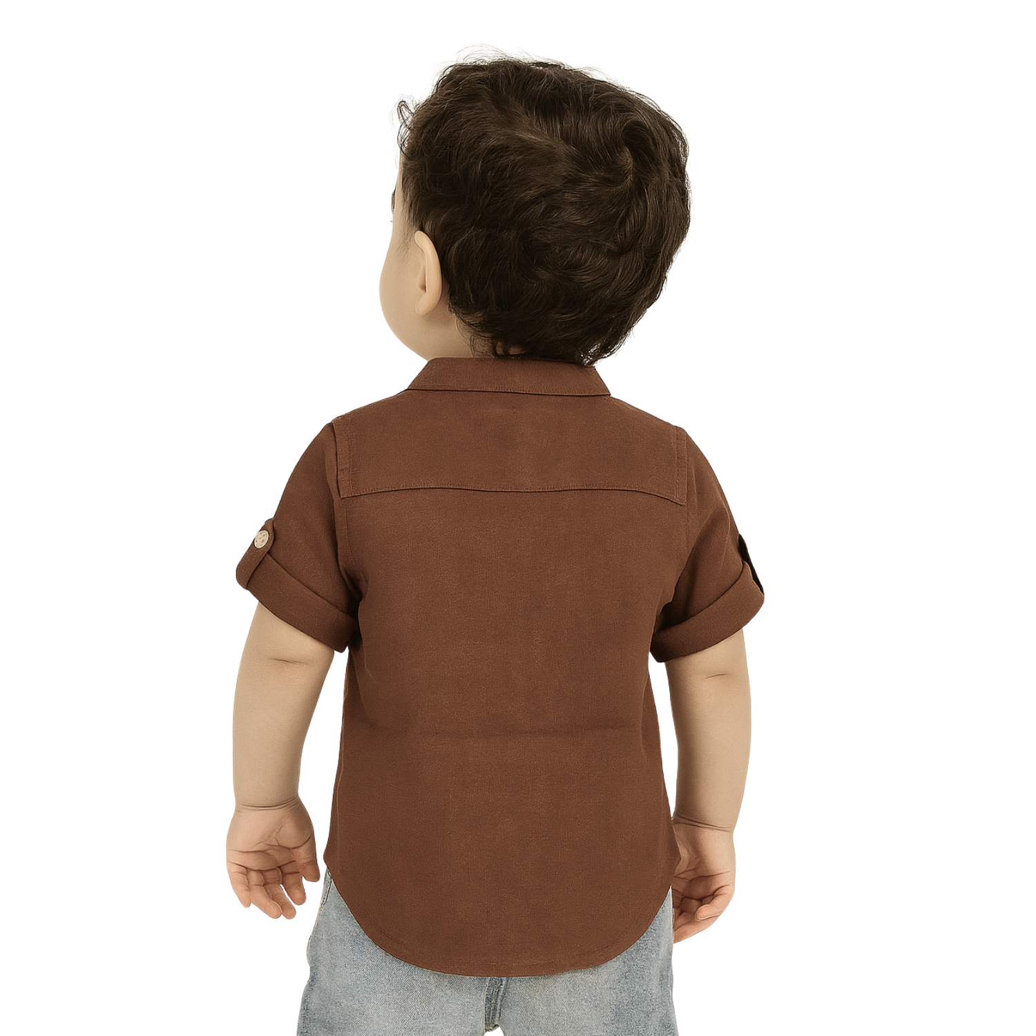 Gusto Kids Brown Full-Sleeve Band Collar Shirt (6M – 4Y) – Classic Cotton Shirt