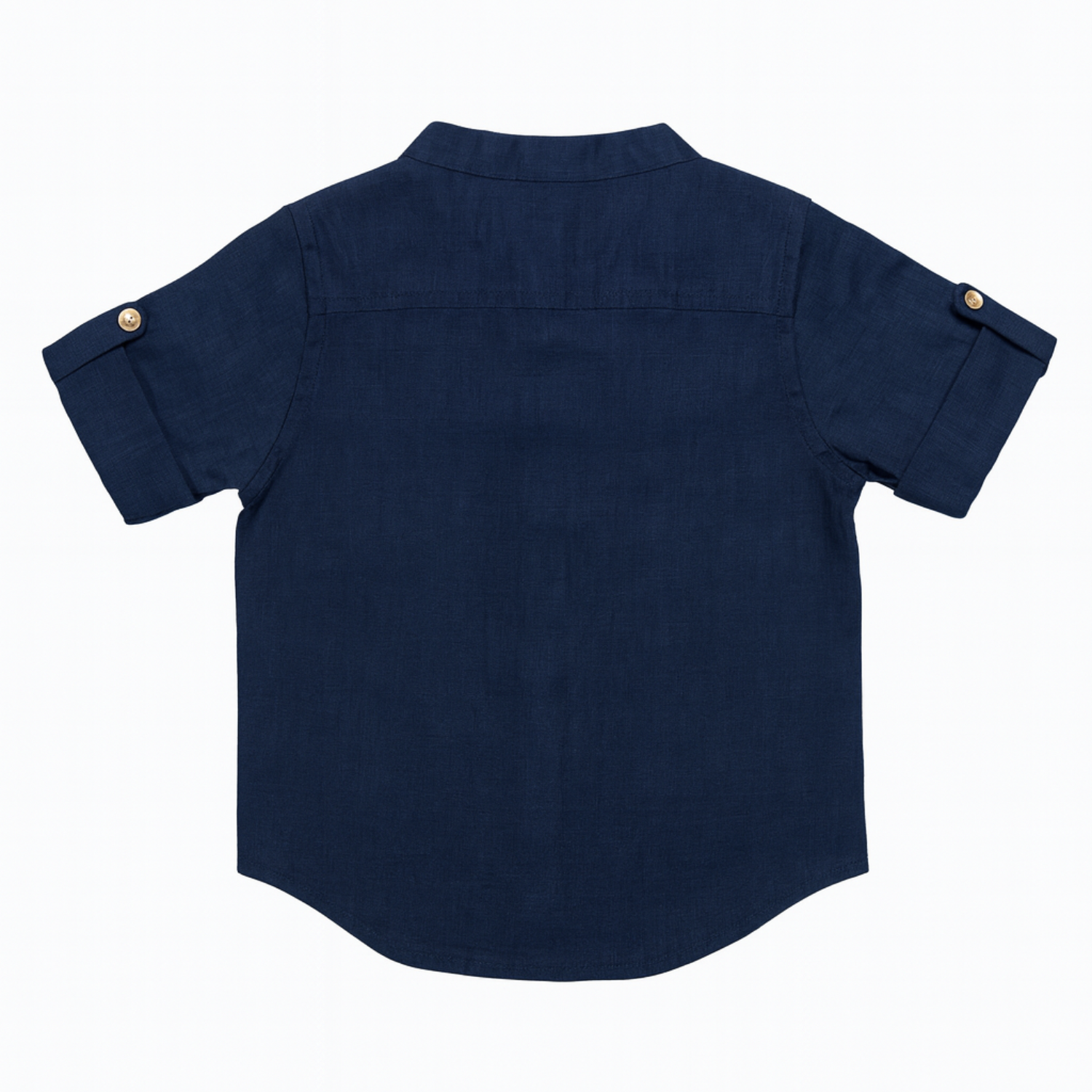 Gusto Kids Navy Blue Full-Sleeve Band Collar Shirt (6M – 4Y) – Classic Cotton Shirt