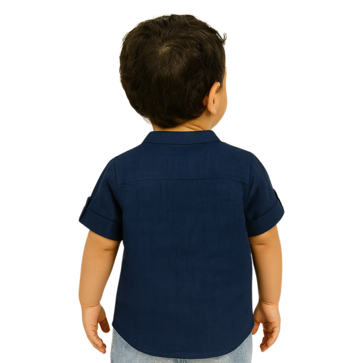 Gusto Kids Navy Blue Full-Sleeve Band Collar Shirt (6M – 4Y) – Classic Cotton Shirt