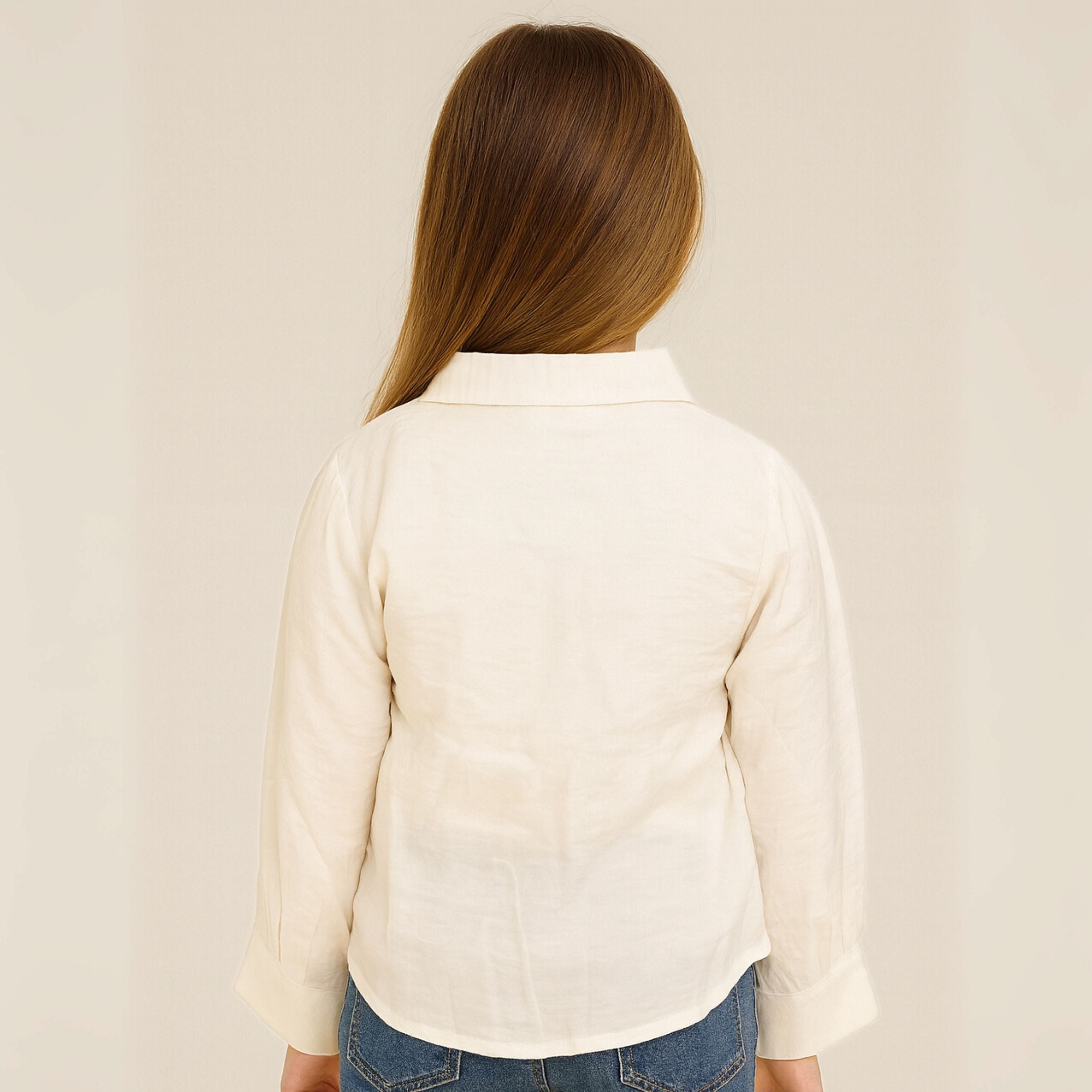 Smile Baby White Embroidered Flower Shirt for Girls | Age 5–14 Years