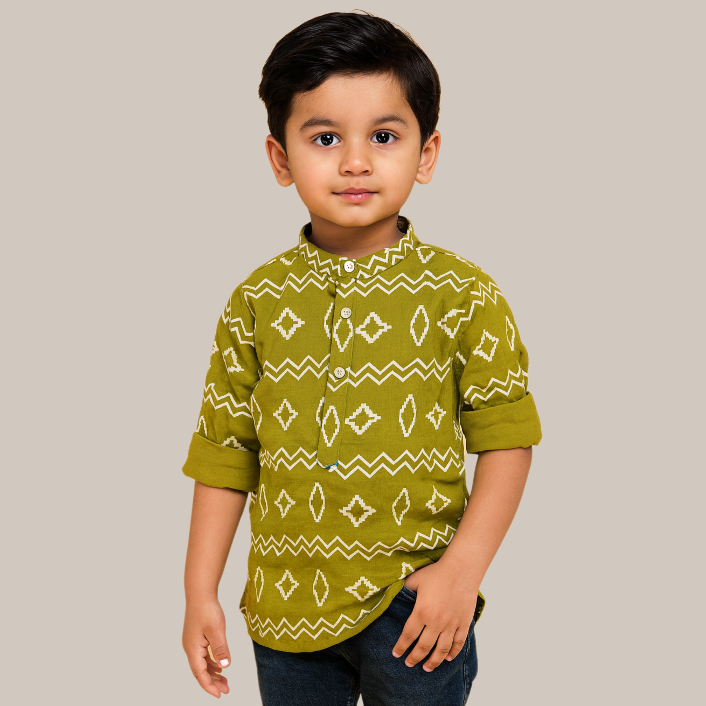 BLAZO Boys Ethnic Printed Kurta Shirt | Ages 1-10 Years | Casual & Festive Wear