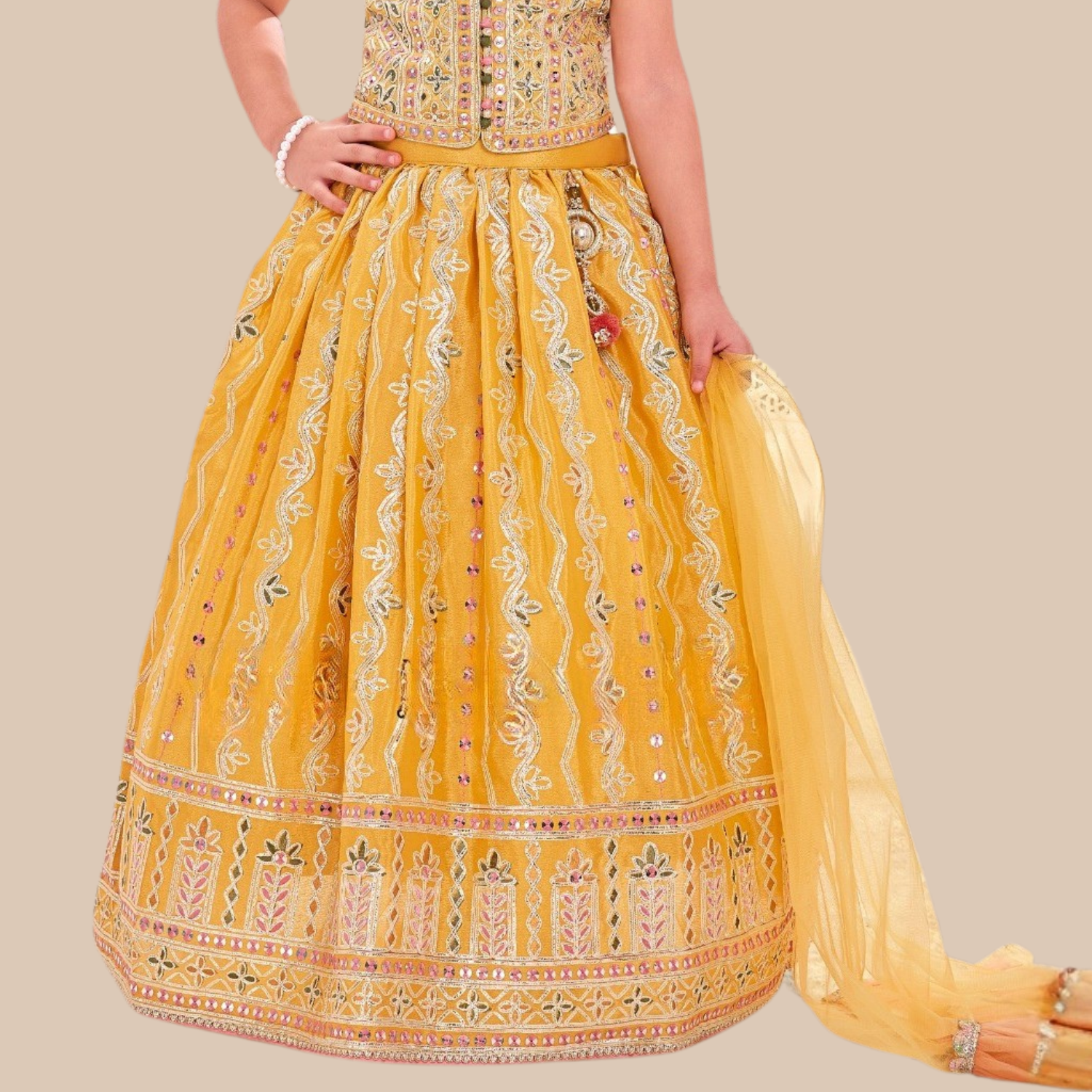 Yellow Embroidered Lehenga Choli Set for Girls – Festive & Wedding Wear