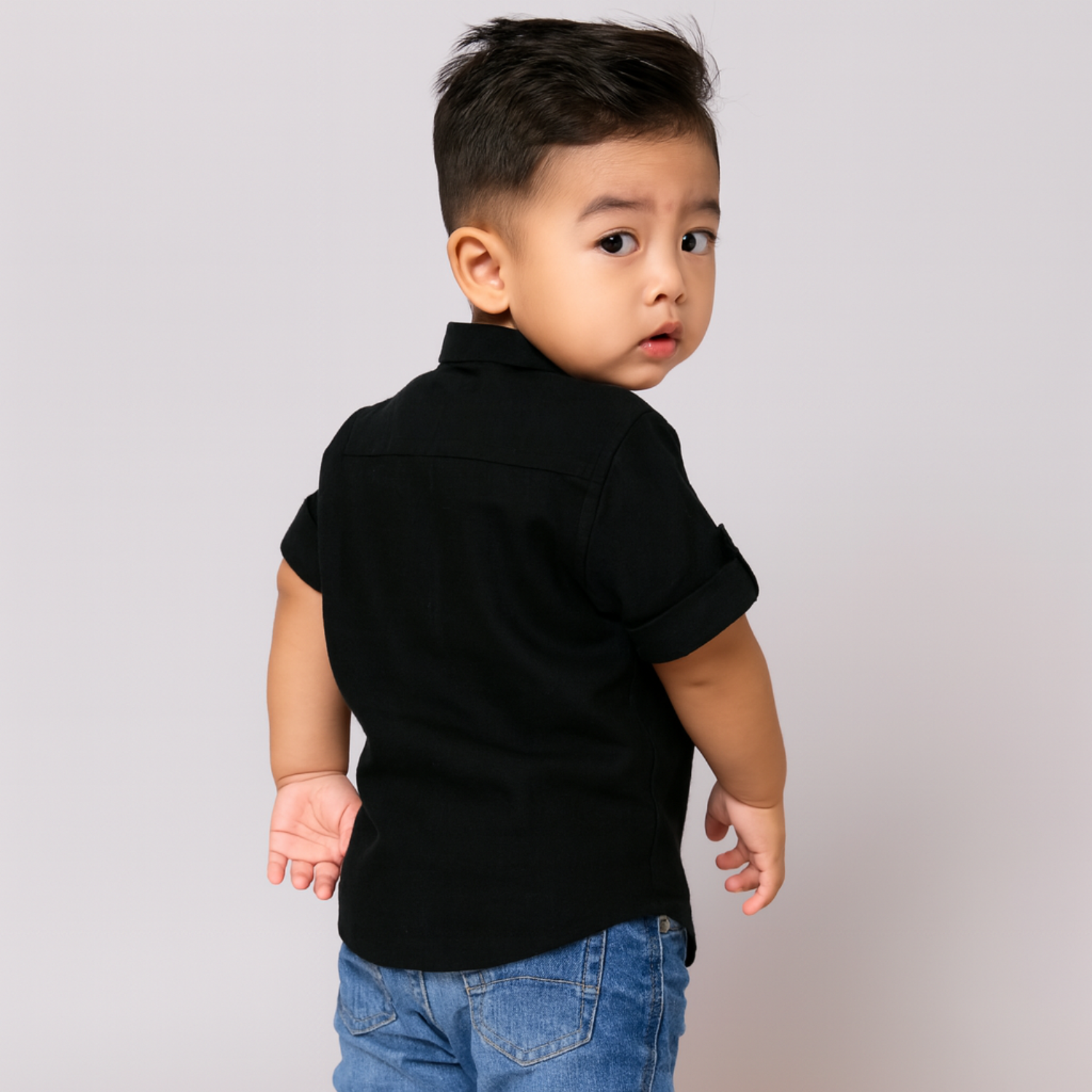 GUSTO Junior Boys Black Shirt, designed for comfort and elegance