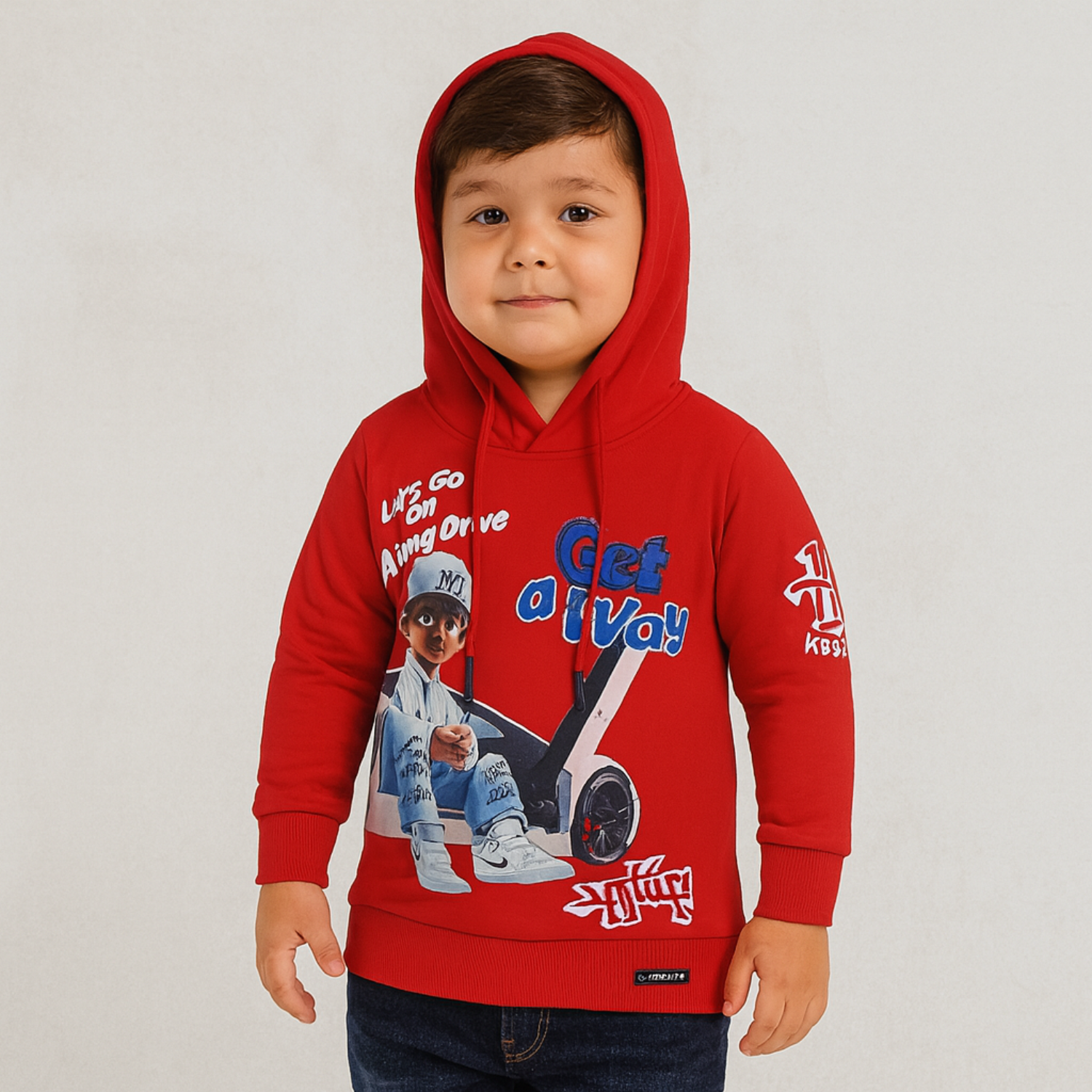 Red Sound Boys Casual Cotton T-Shirt – Stylish Everyday Wear (Red & Cobalt)