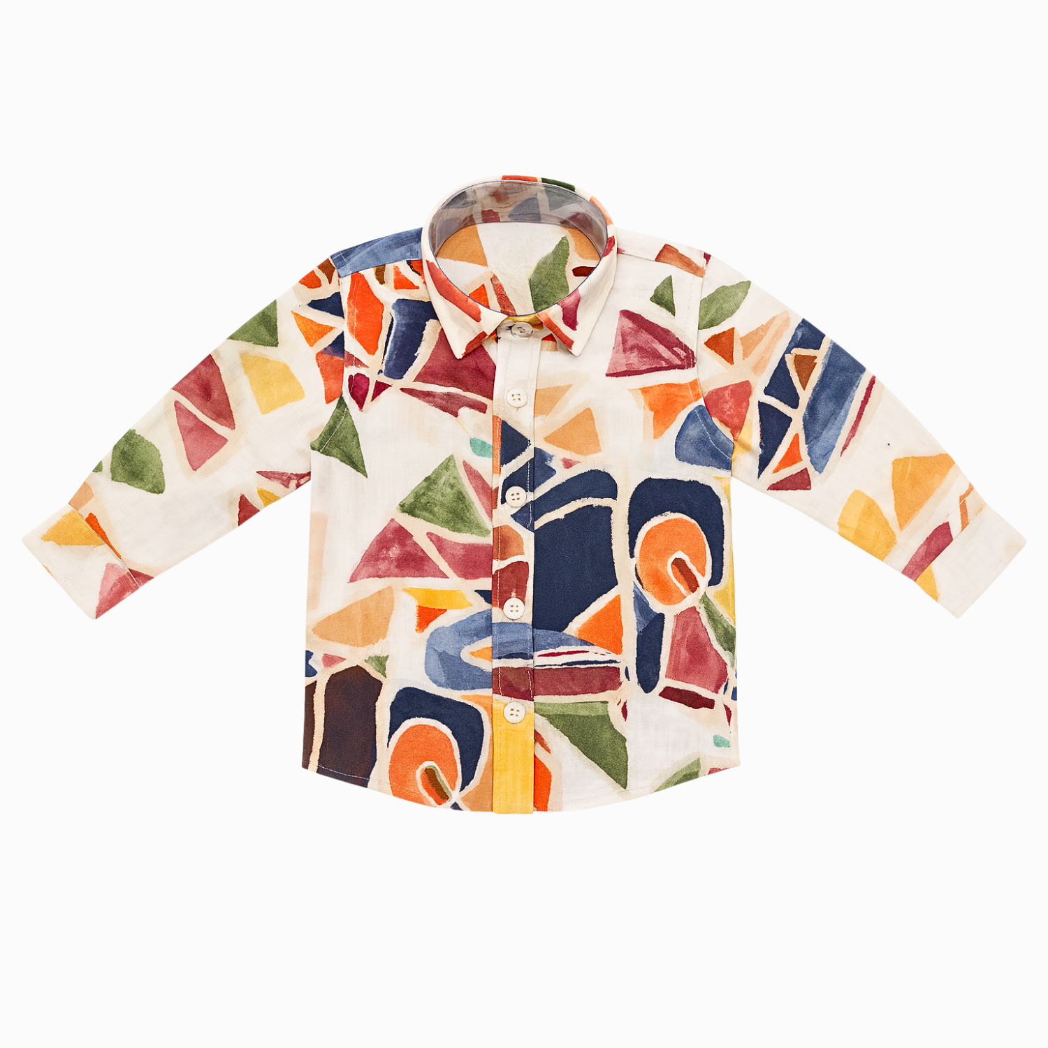 BLAZO Boys Multicolor Abstract Print Linen Shirt | Age 1–10 Years