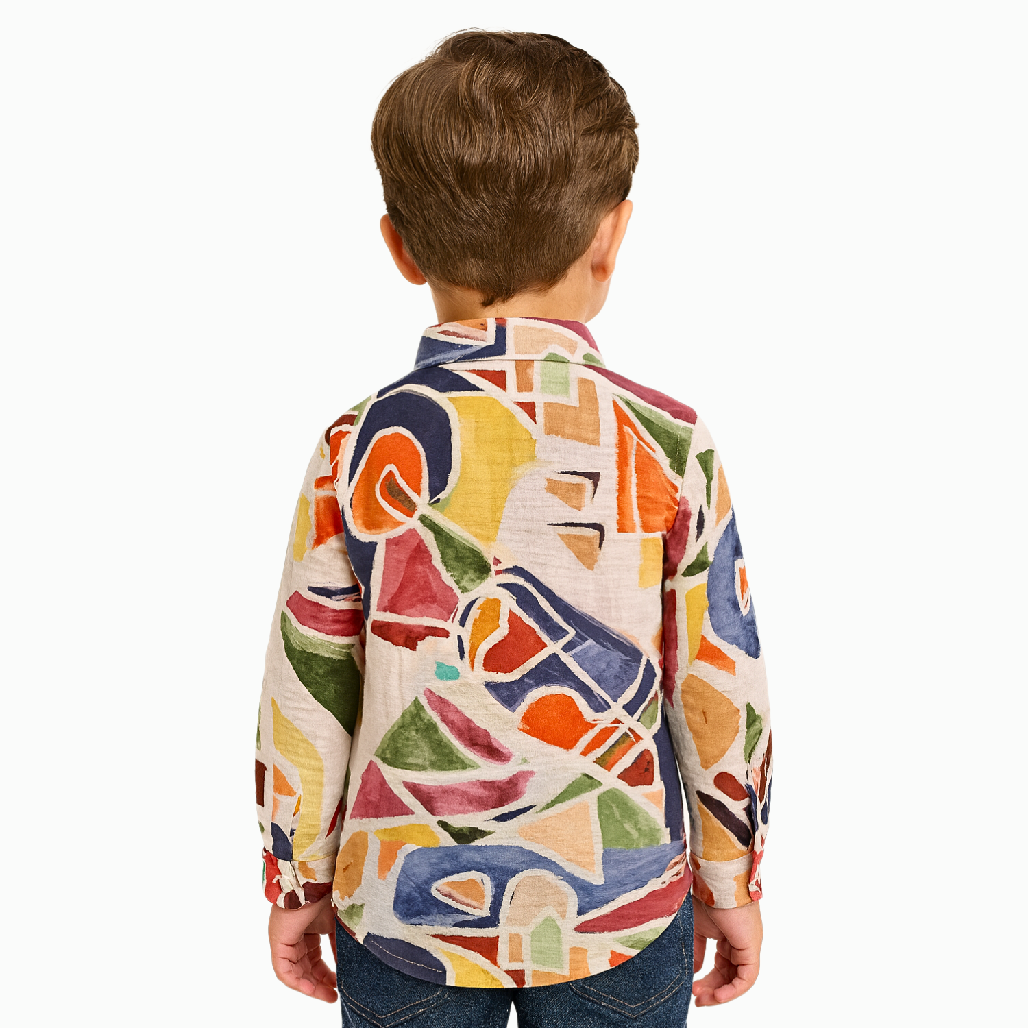 BLAZO Boys Multicolor Abstract Print Linen Shirt | Age 1–10 Years