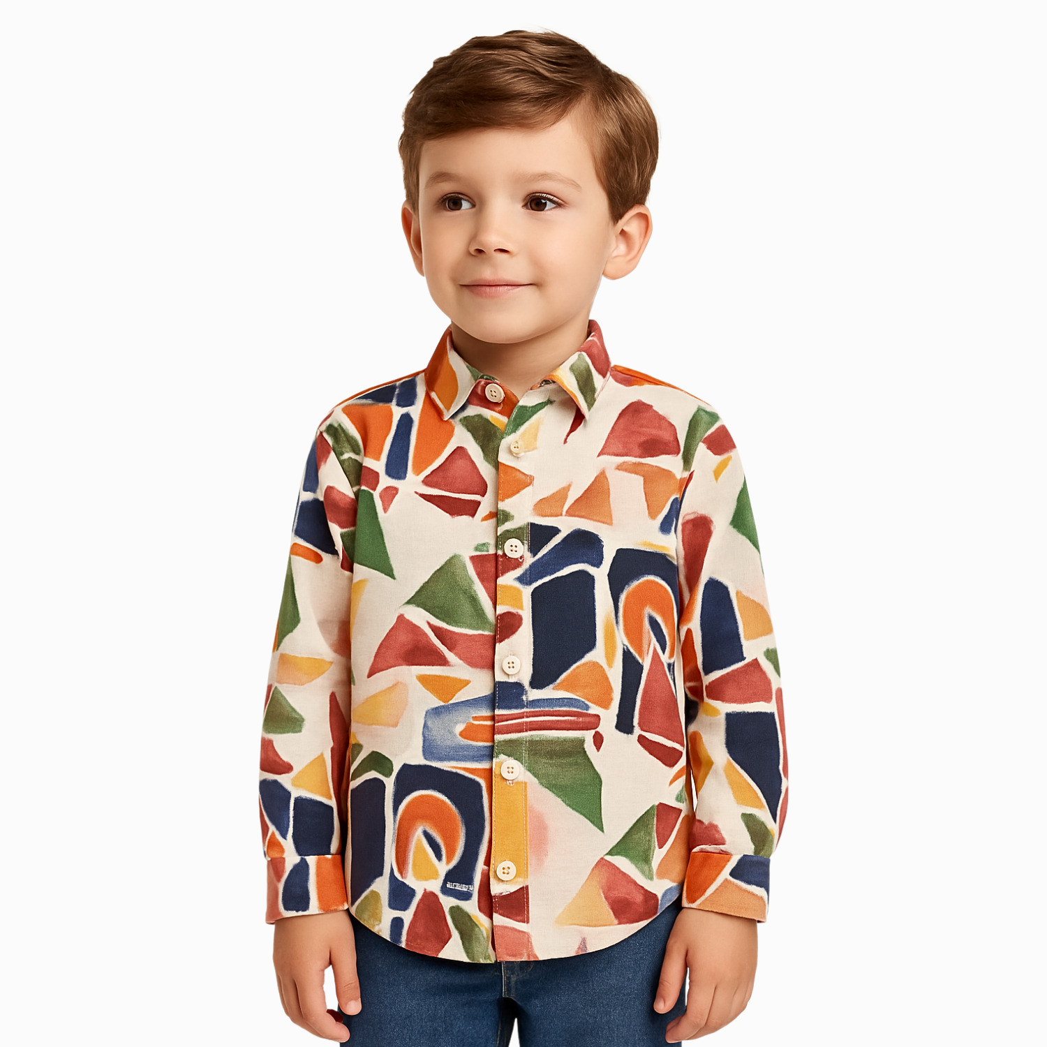 BLAZO Boys Multicolor Abstract Print Linen Shirt | Age 1–10 Years