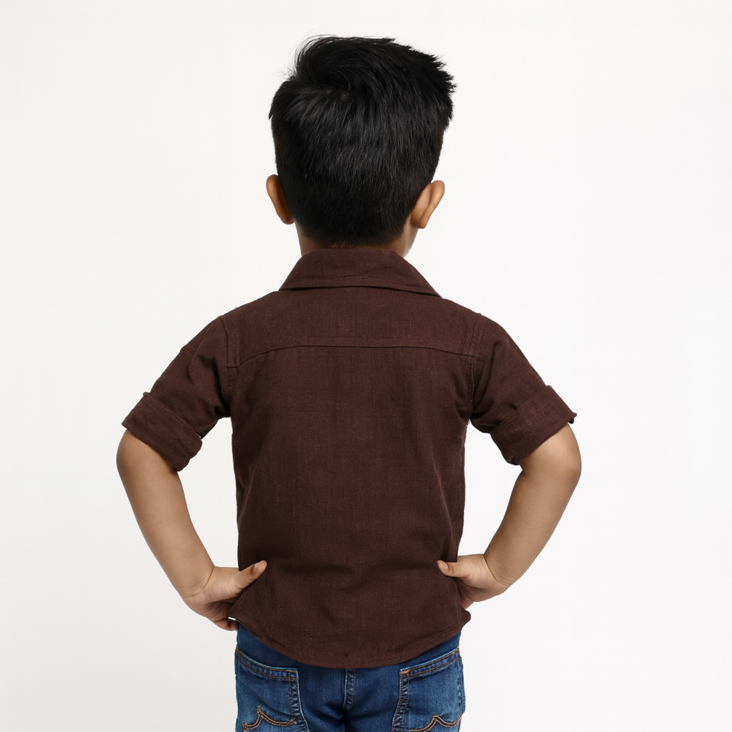 BLAZO Boys Stylish Brown Shirt with White Embroidered Design