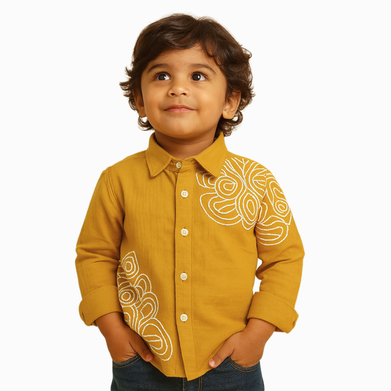 BLAZO Boys Mustard Linen Shirt | Age 1–12 Years