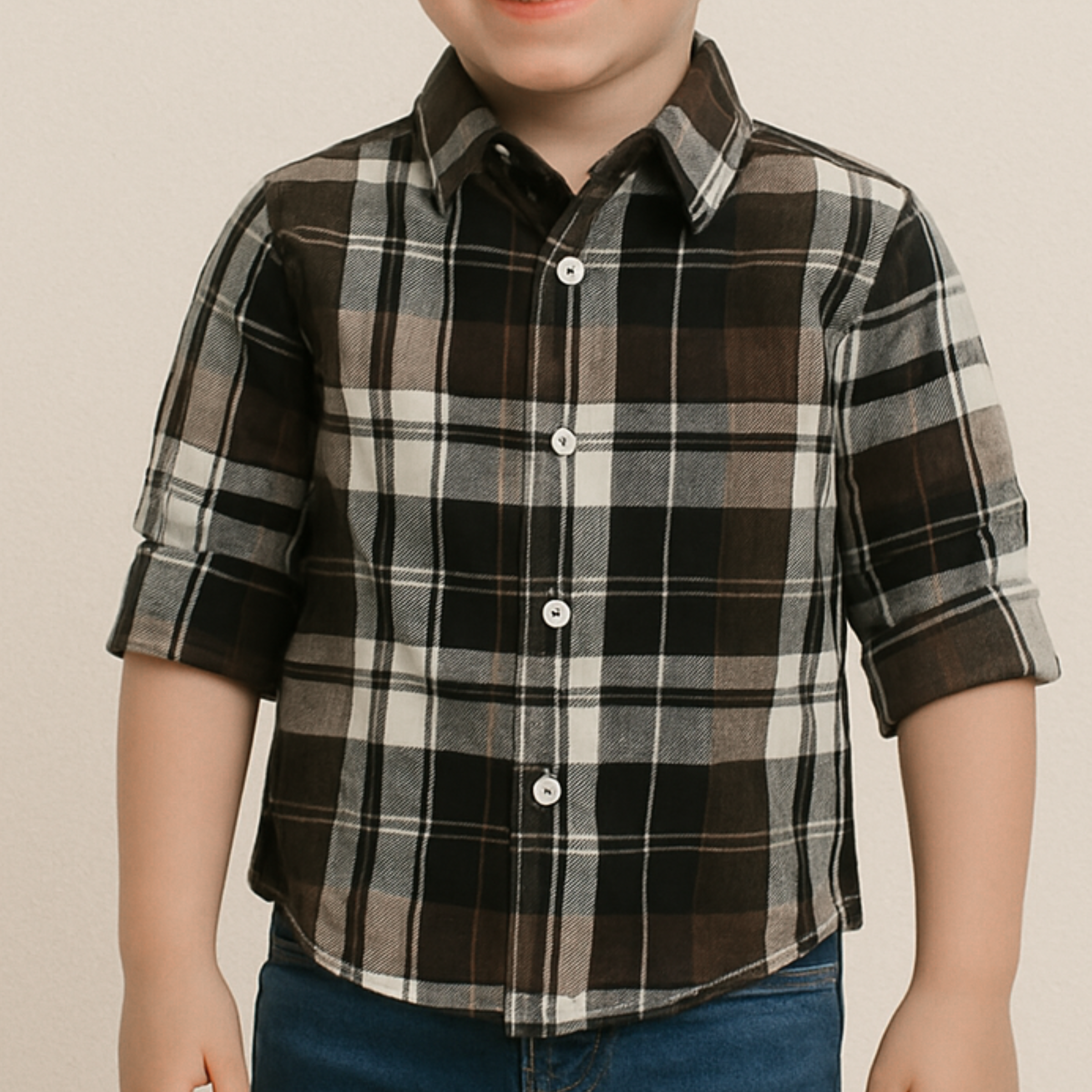 Blazo Boys’ Brown Checkered Full Sleeve Shirt | Ages 1–10 Years