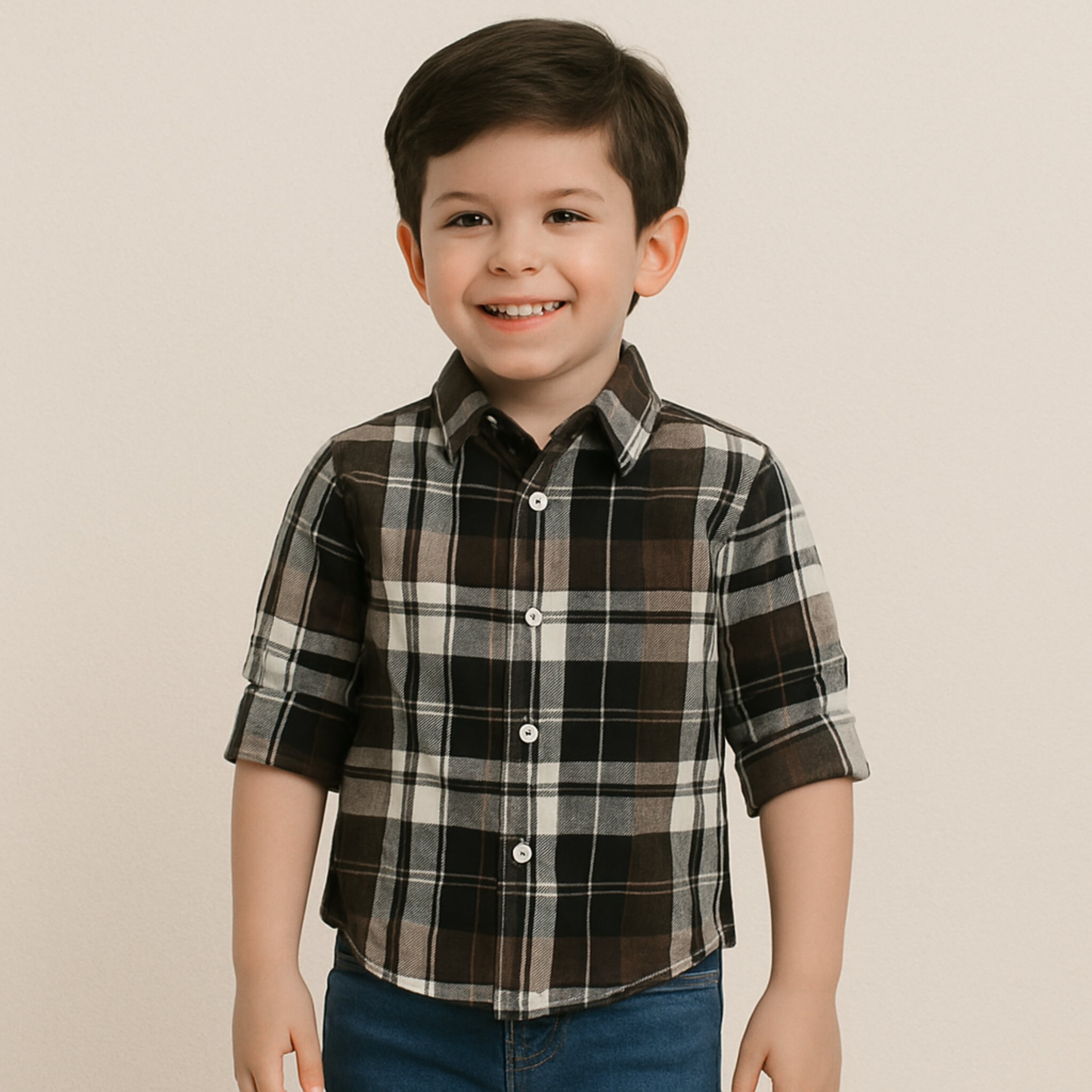 Blazo Boys’ Brown Checkered Full Sleeve Shirt | Ages 1–10 Years