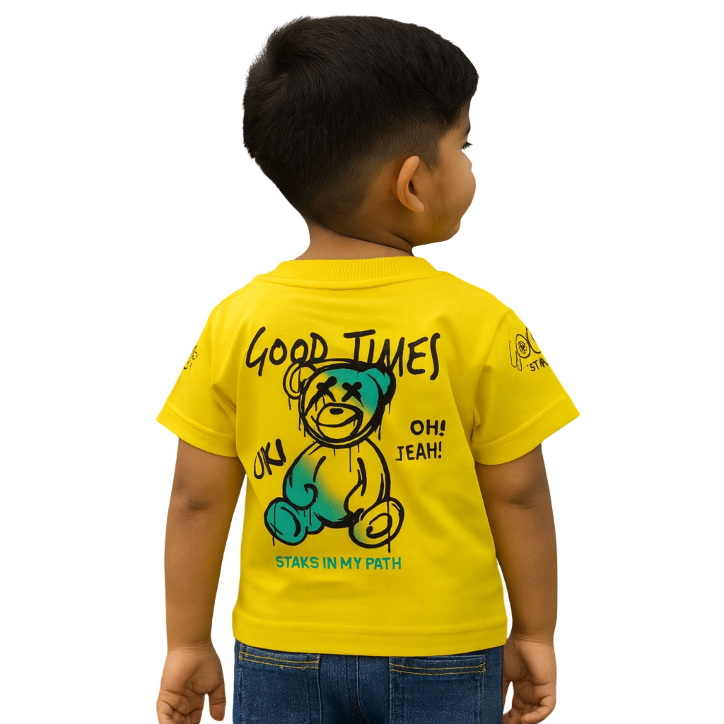 Smile Baby Yellow Cartoon Graphic T-Shirt for Baby Boys – 12 Months to 5 Years
