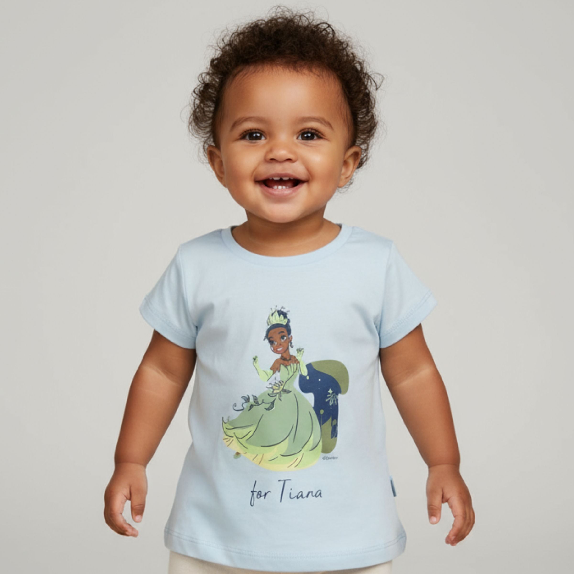 Ollypop Baby Girl Disney Princess “Tiana” Printed Cotton T-Shirt | Soft Short Sleeves Top | Age 12 Months to 3 Years