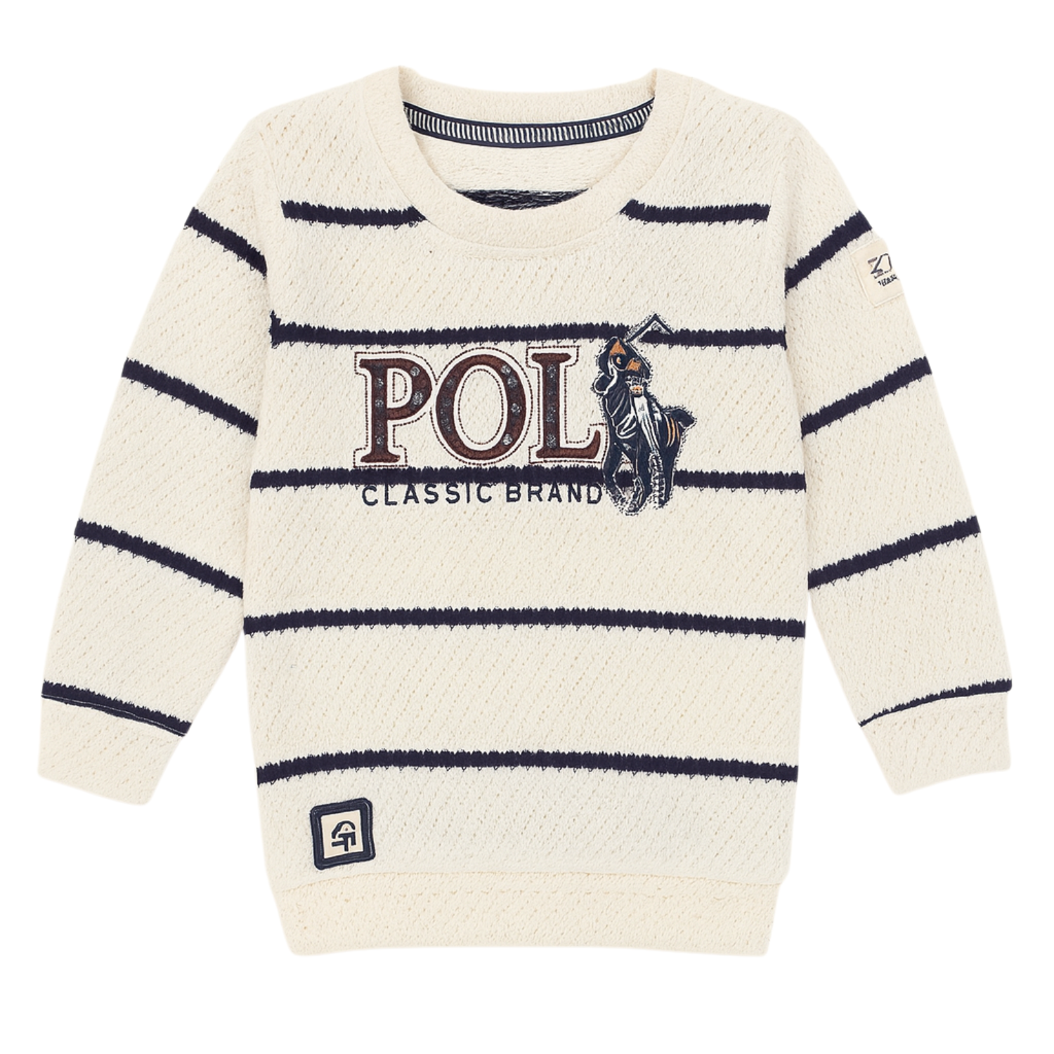 Gusto Kids Cream Striped T-Shirt (2–12 Years) – Classic Casual Wear