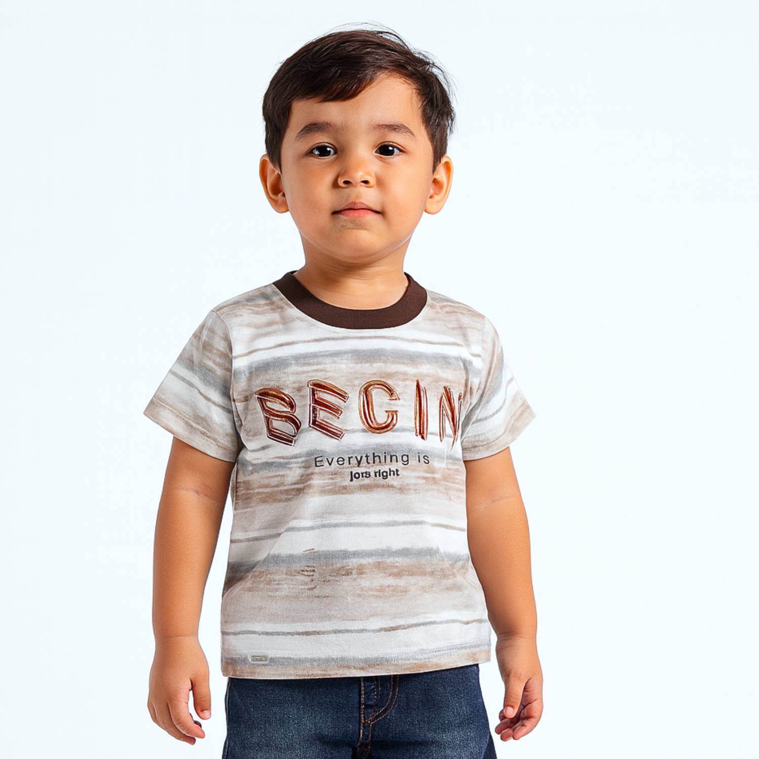 Red Sound Boys Printed Cotton T-Shirt – “Begin Everything is just Right” Graphic Tee