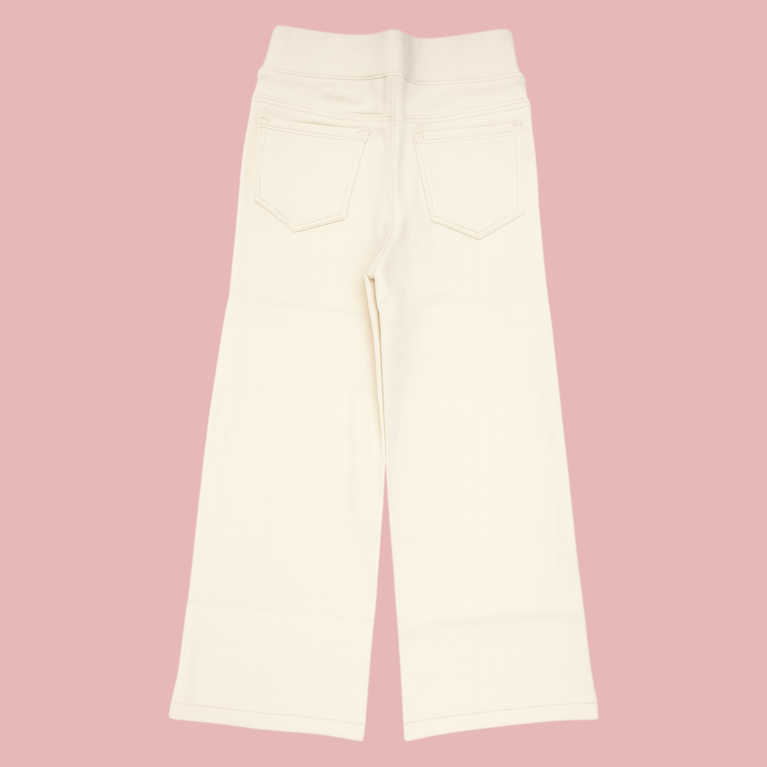 LOVEKINS Girls’ Cream Wide-Leg Floral Embroidered Pants (5–15 Years)