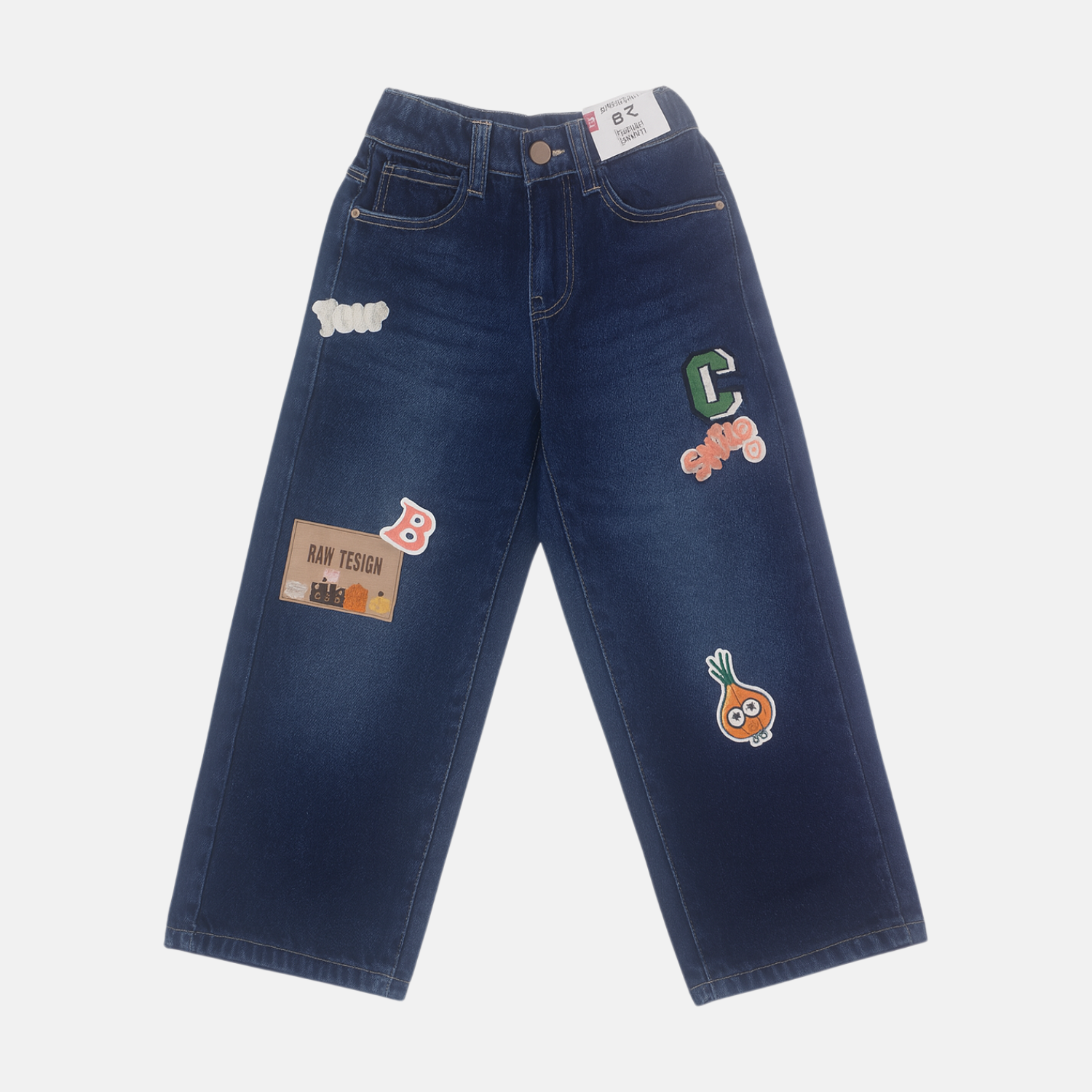 Girls Dark Blue Patchwork Denim Jeans – LOVEKINS (Age 6–14Y)