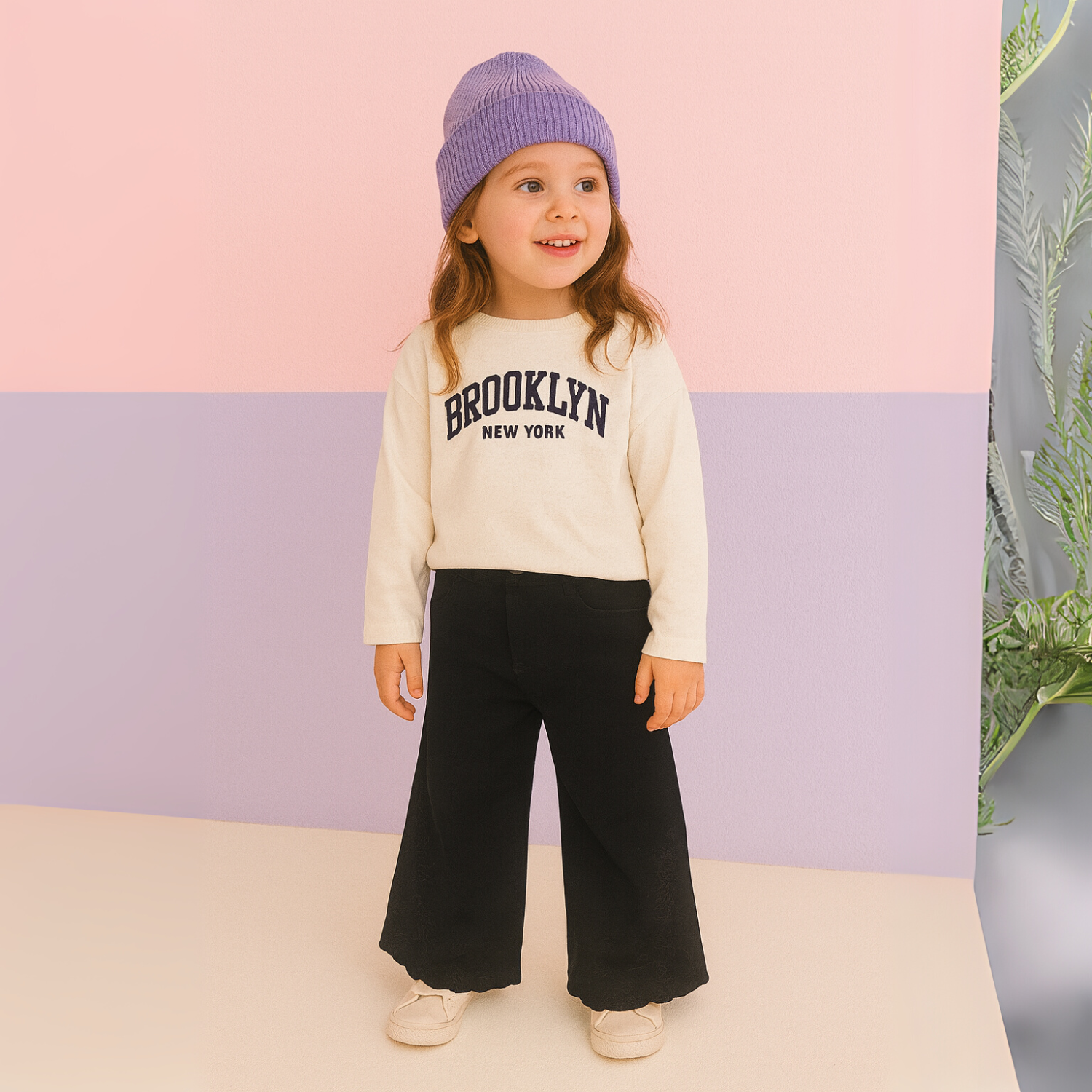 Girls Black Embroidered Wide-Leg Jeans – LOVEKINS (Age 6–14Y)