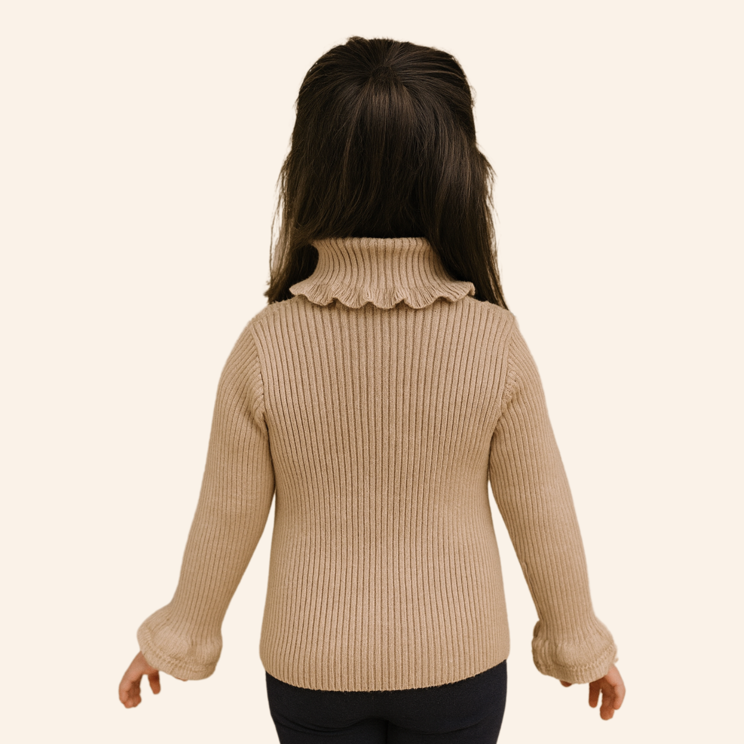 Smile Baby Ribbed Turtleneck Sweater for Kids (6M–3Y) – White, Black, Khakhi, Onion