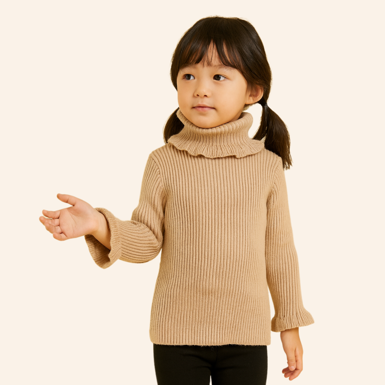 Smile Baby Ribbed Turtleneck Sweater for Kids (6M–3Y) – White, Black, Khakhi, Onion