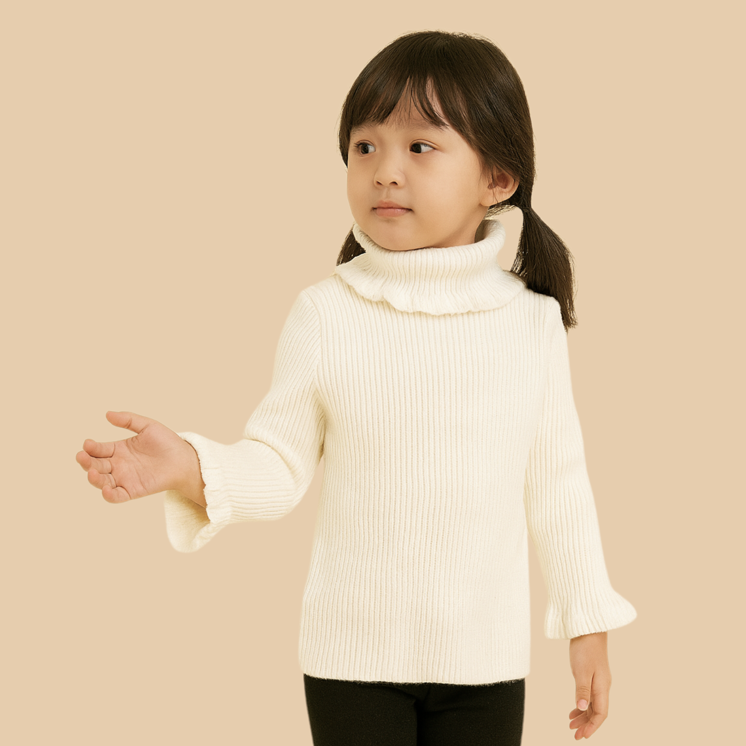 Smile Baby Ribbed Turtleneck Sweater for Kids (6M–3Y) – White, Black, Khakhi, Onion