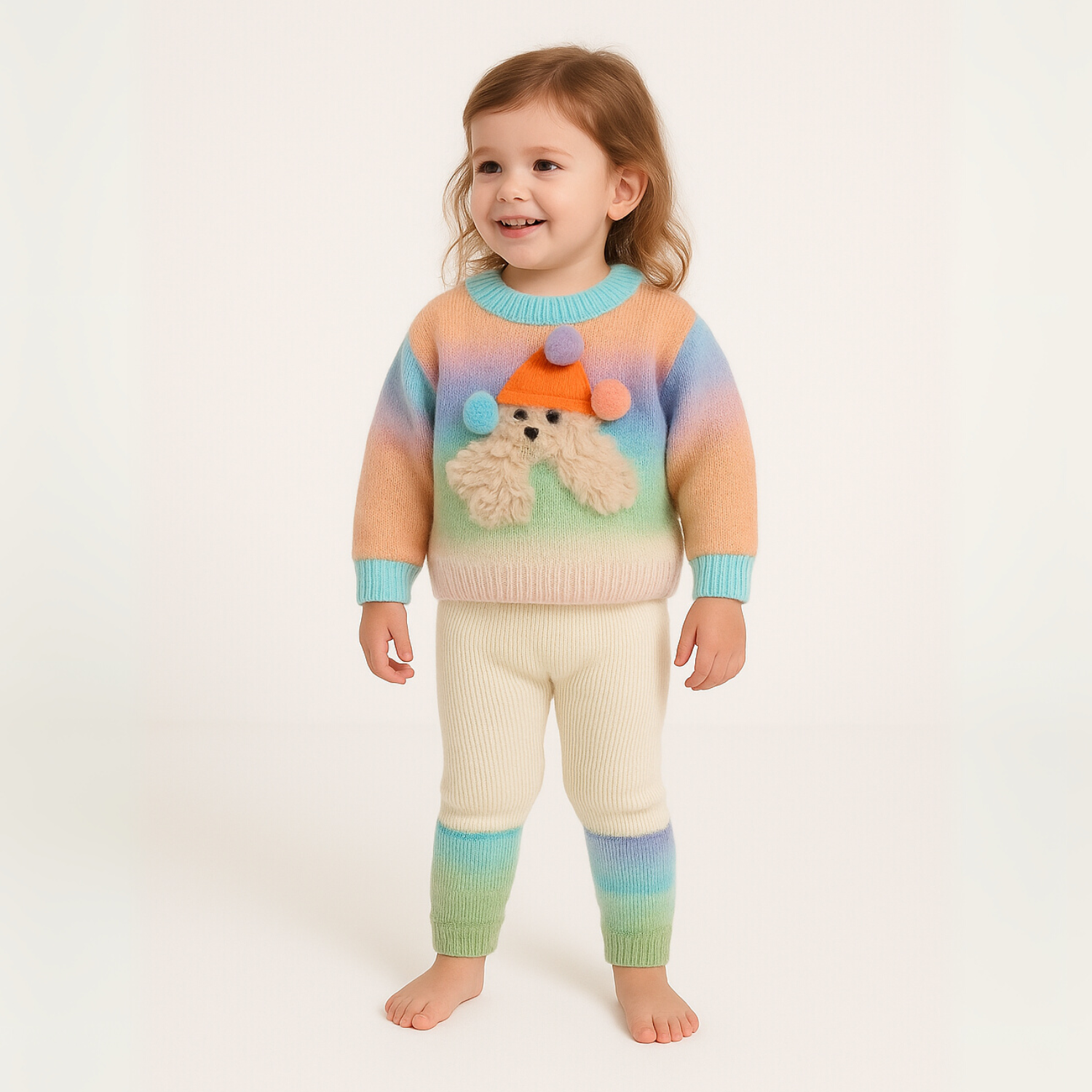 Smile Baby™ Rainbow Knit Sweater & Ribbed Pant Set – Age 6M to 24M