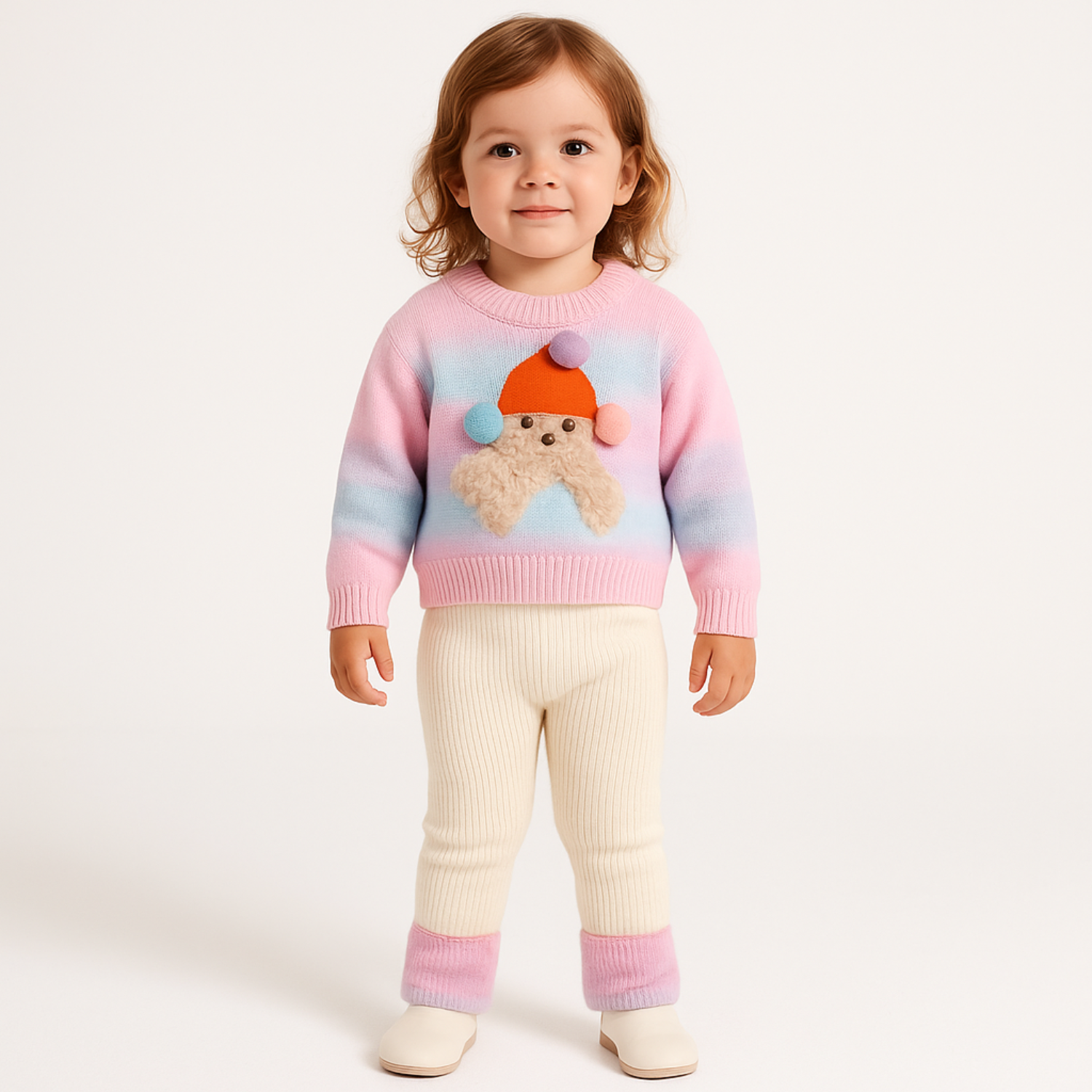 Smile Baby™ Rainbow Knit Sweater & Ribbed Pant Set – Age 6M to 24M