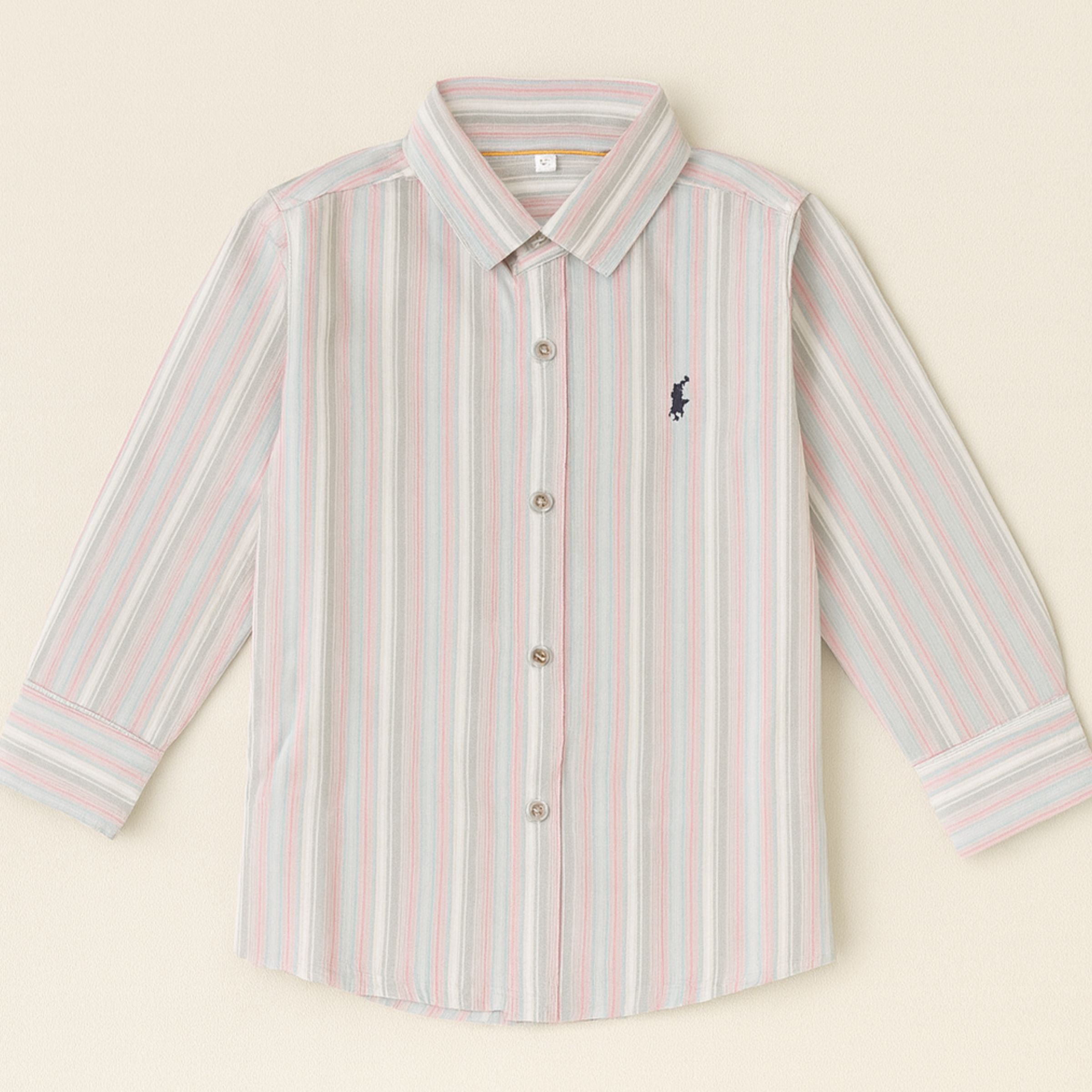 Smile baby Boys’ Striped Cotton Shirt – Classic Long Sleeve (18M–10Y)