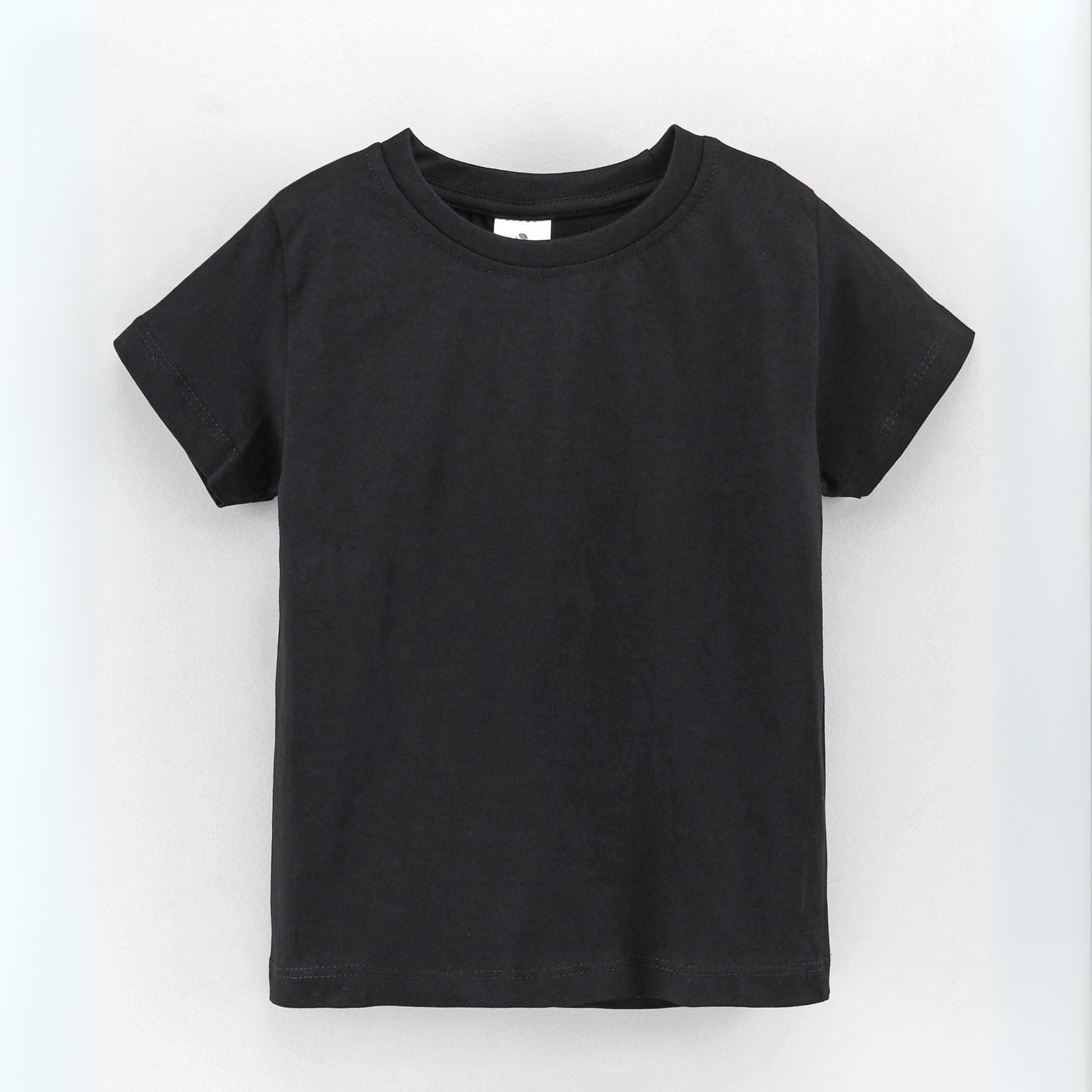 Ollypop Sinker Knit Half Sleeves Solid Color T-Shirt | 100% cotton fabric | round neck and plain boys t-shirt - BLACK color