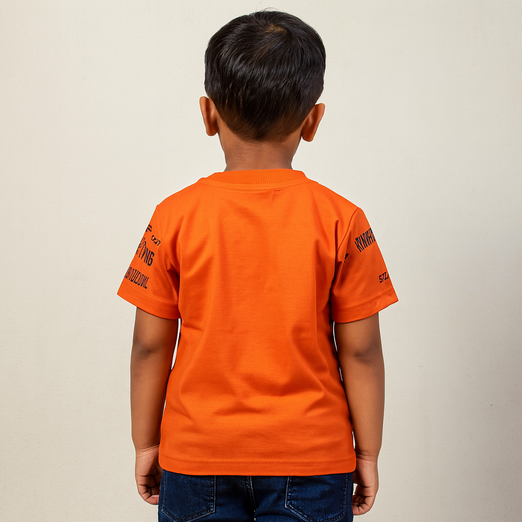 Smile Baby Boys’ Orange Graphic Skateboard T-Shirt – Age 12 Months to 5 Years – Casual Summer Wear