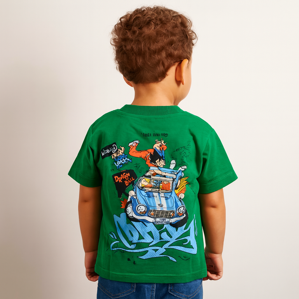 Smile Baby Green Dragon Ball Graphic T-Shirt for Boys – Comfortable Cotton Tee (Age 4 to 14 Years)
