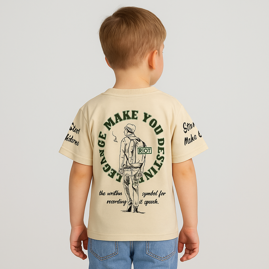 Smile Baby Boys’ Graphic Fawn T-Shirt – TV Head Cartoon Print | 12 Months to 5 Years
