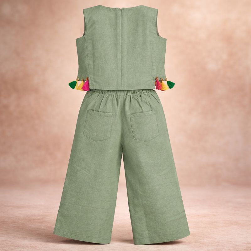 LEO N BABES Girls Ethnic Co-Ord Set (18 Months – 12 Years) – Sleeveless Kurti Top with Palazzo Pants, Festive Wear