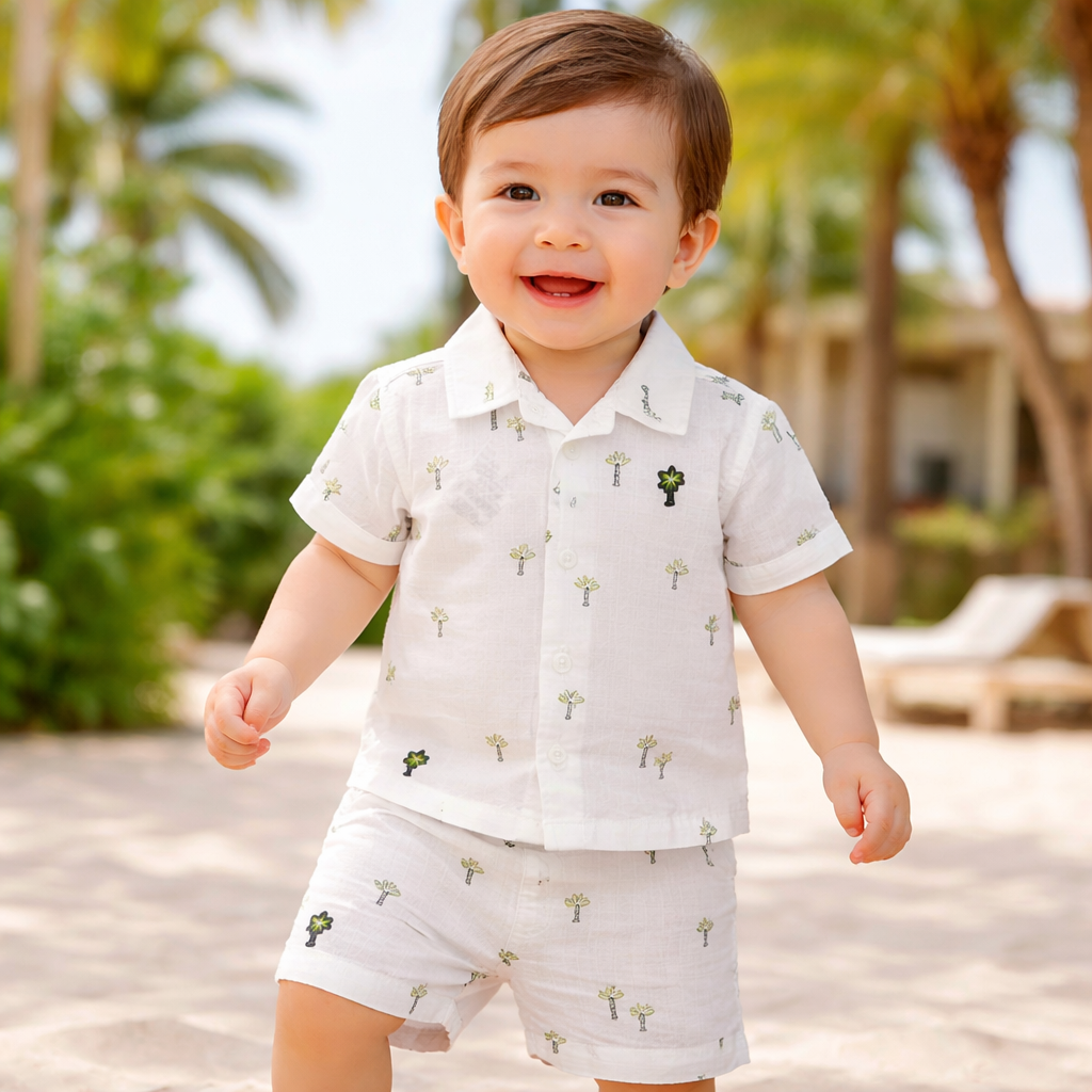 KIDZELLO Palm Tree Co-Ord Set for Boys (0-12M) – Green