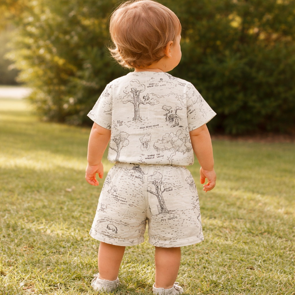 KIDZELLO Cream Printed Co-Ord Set for Baby Boys (6–18 Months)
