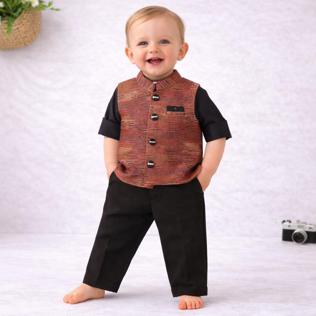 Little Collars Boys Set (18 Months to 4 Years) – Premium Waistcoat & Pant Formal Outfit