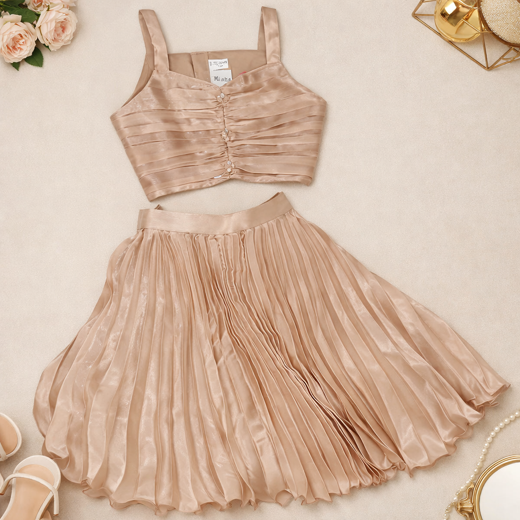 MISHA Girls Top Choli Set with Embellished Jacket & Pleated Lehenga – Party Wear (3–12 Years)