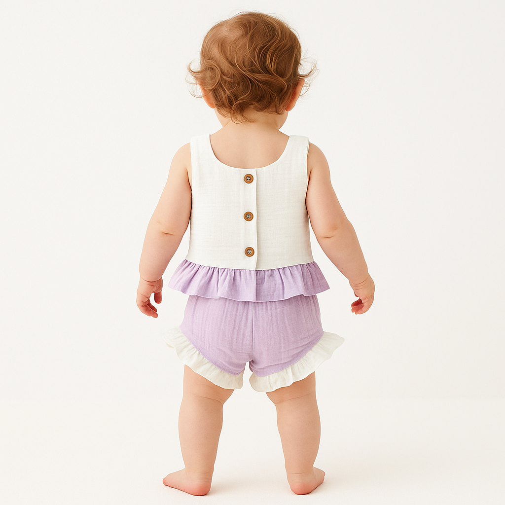 Smile Baby Girls Embroidered Cotton Top & Shorts Set – Sleeveless, 2-Piece Outfit (3M–3Y)