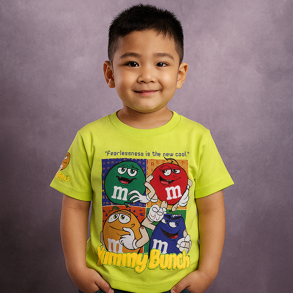 Smile Baby Boys Cartoon Print T-Shirt – Neon Green & Black | Age 12 Months to 4 Years